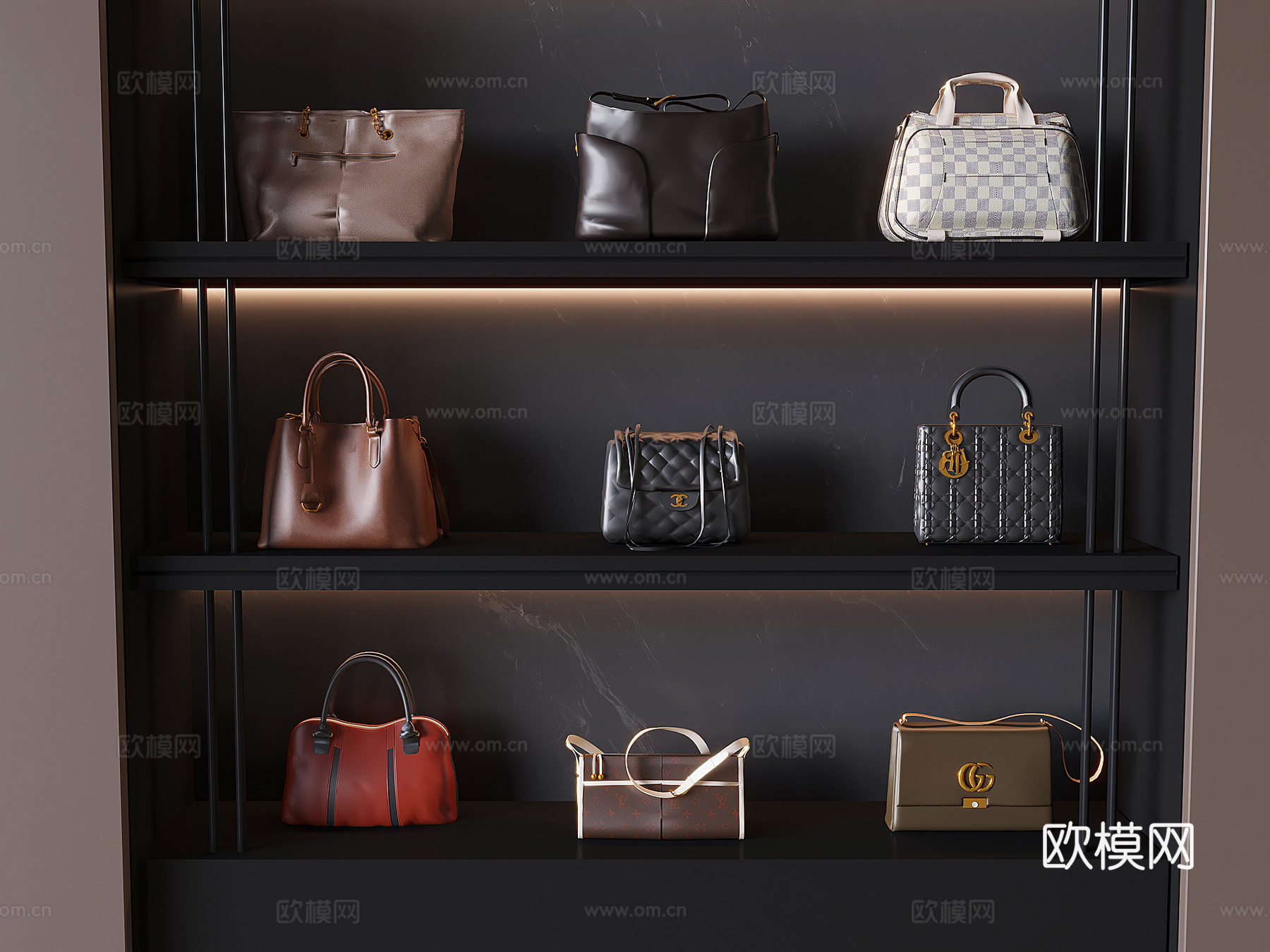 女士包包手提包 箱包单肩包挎包su模型
