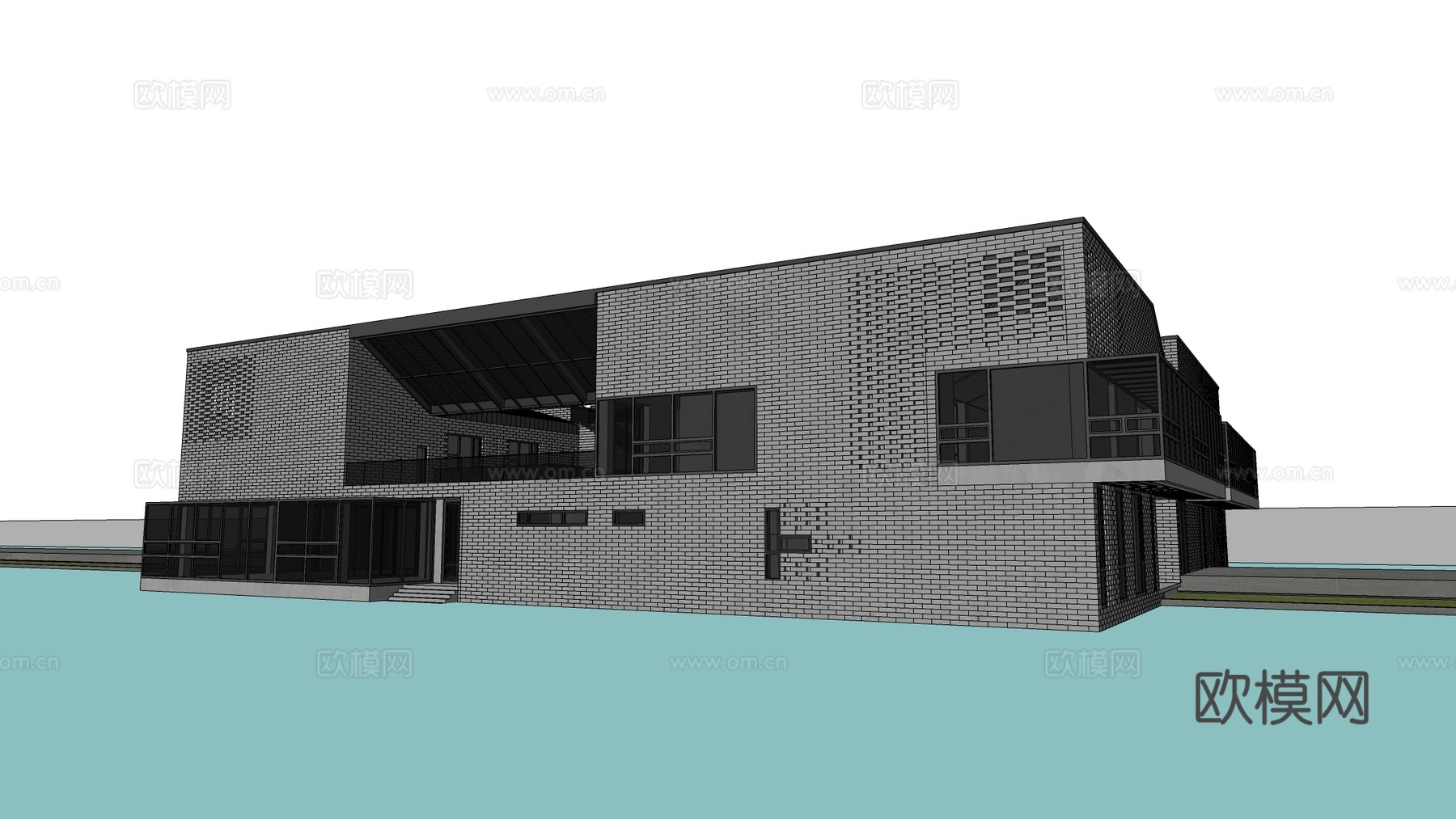 现代美术馆建筑 图书馆建筑 艺术建筑 展览建筑su模型