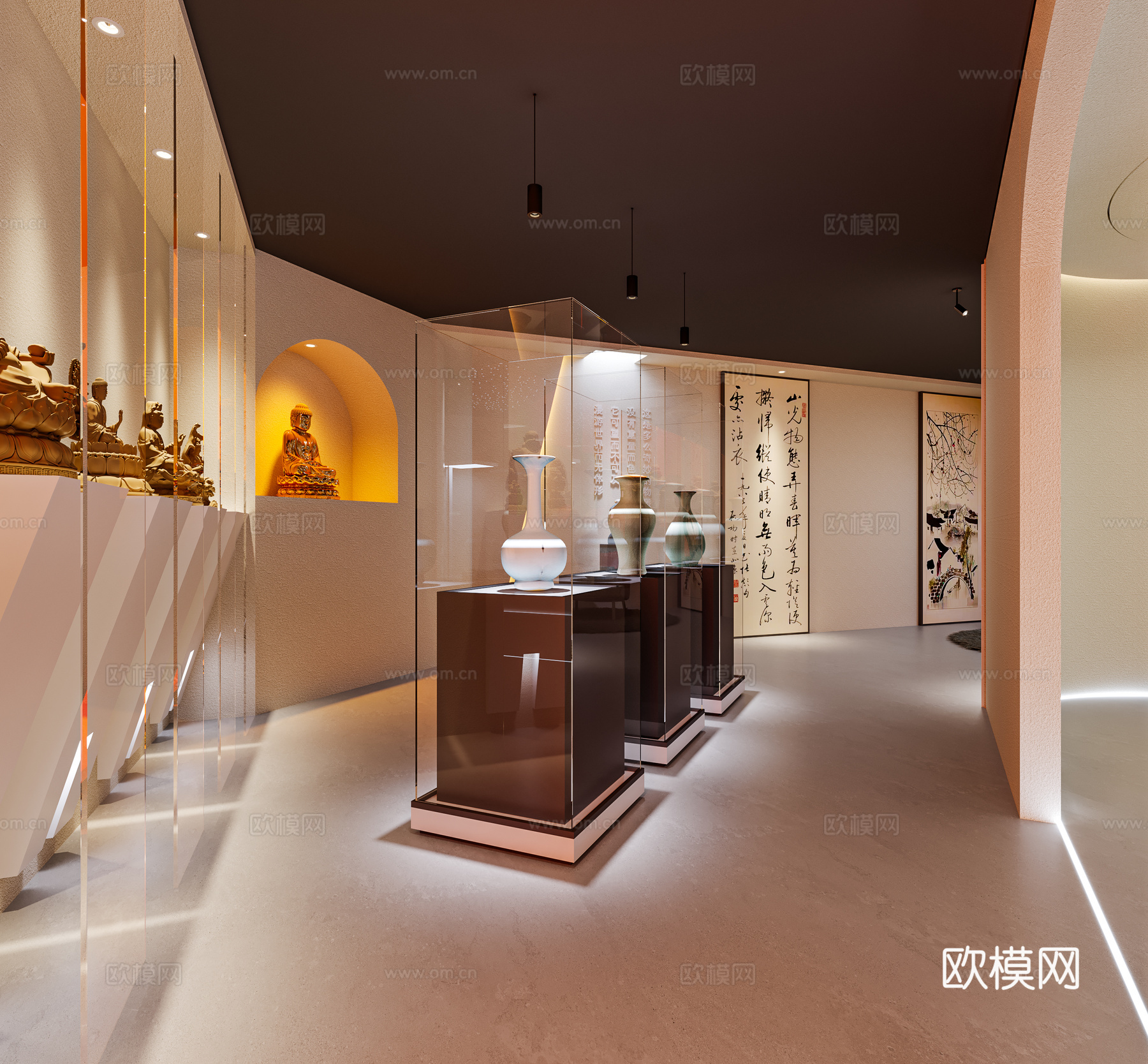 新中式文化展厅3d模型