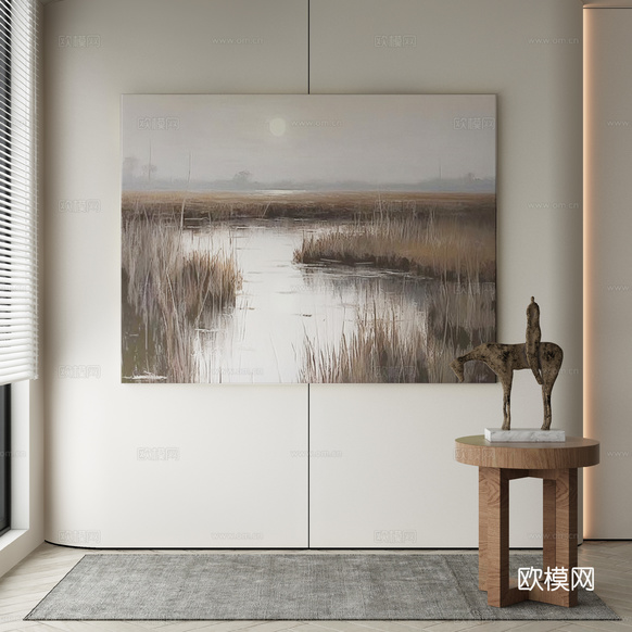 现代侘寂挂画3d模型下载