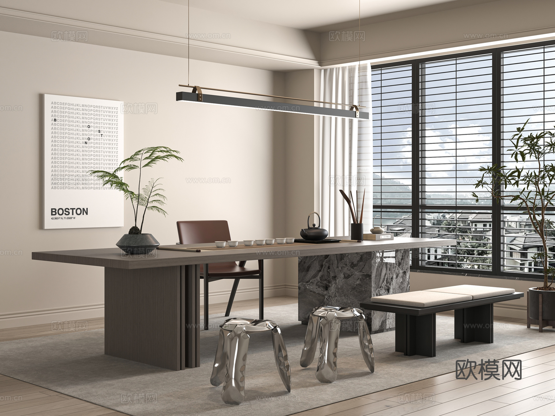 现代茶桌椅3d模型
