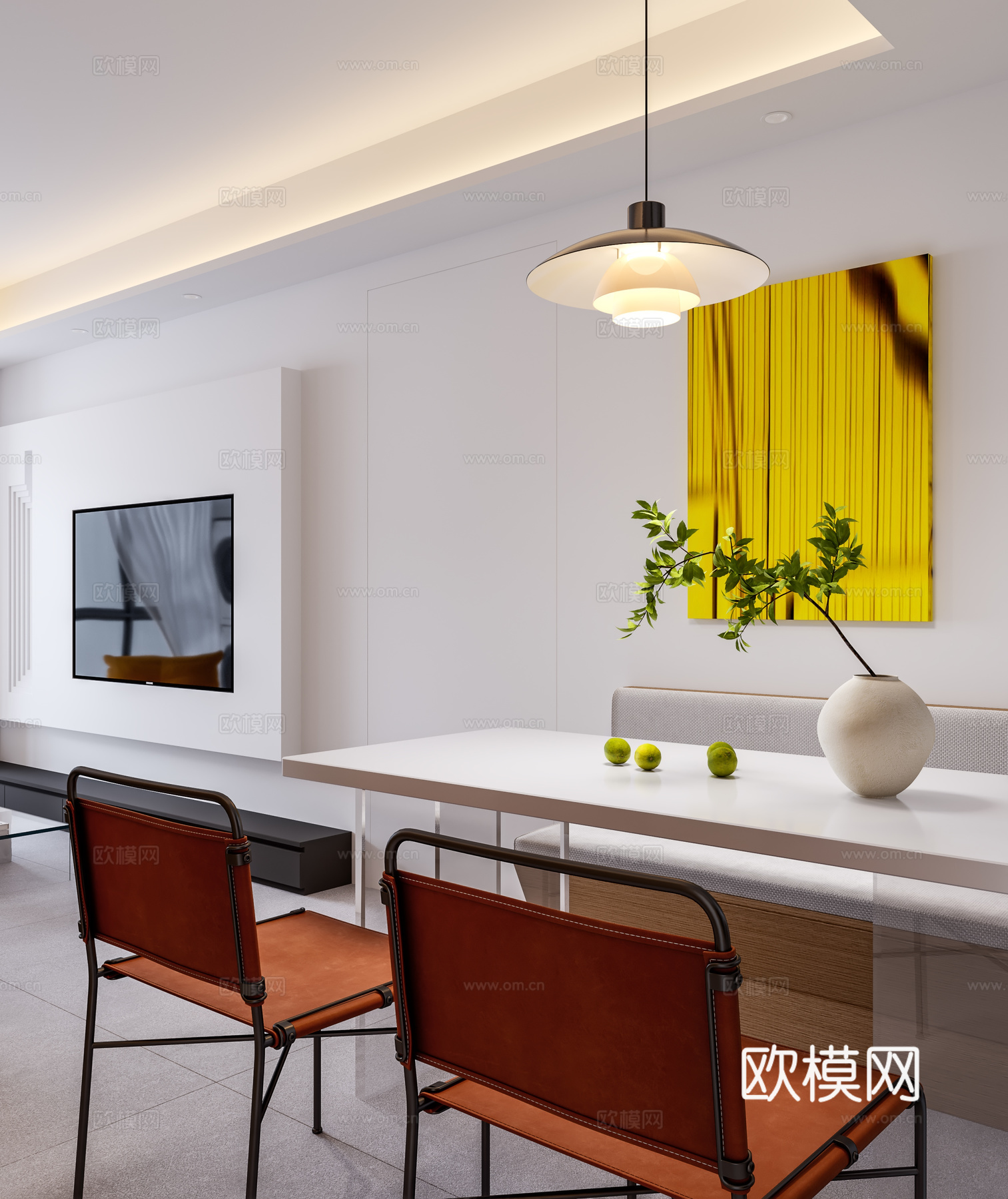 现代极简客餐厅3d模型