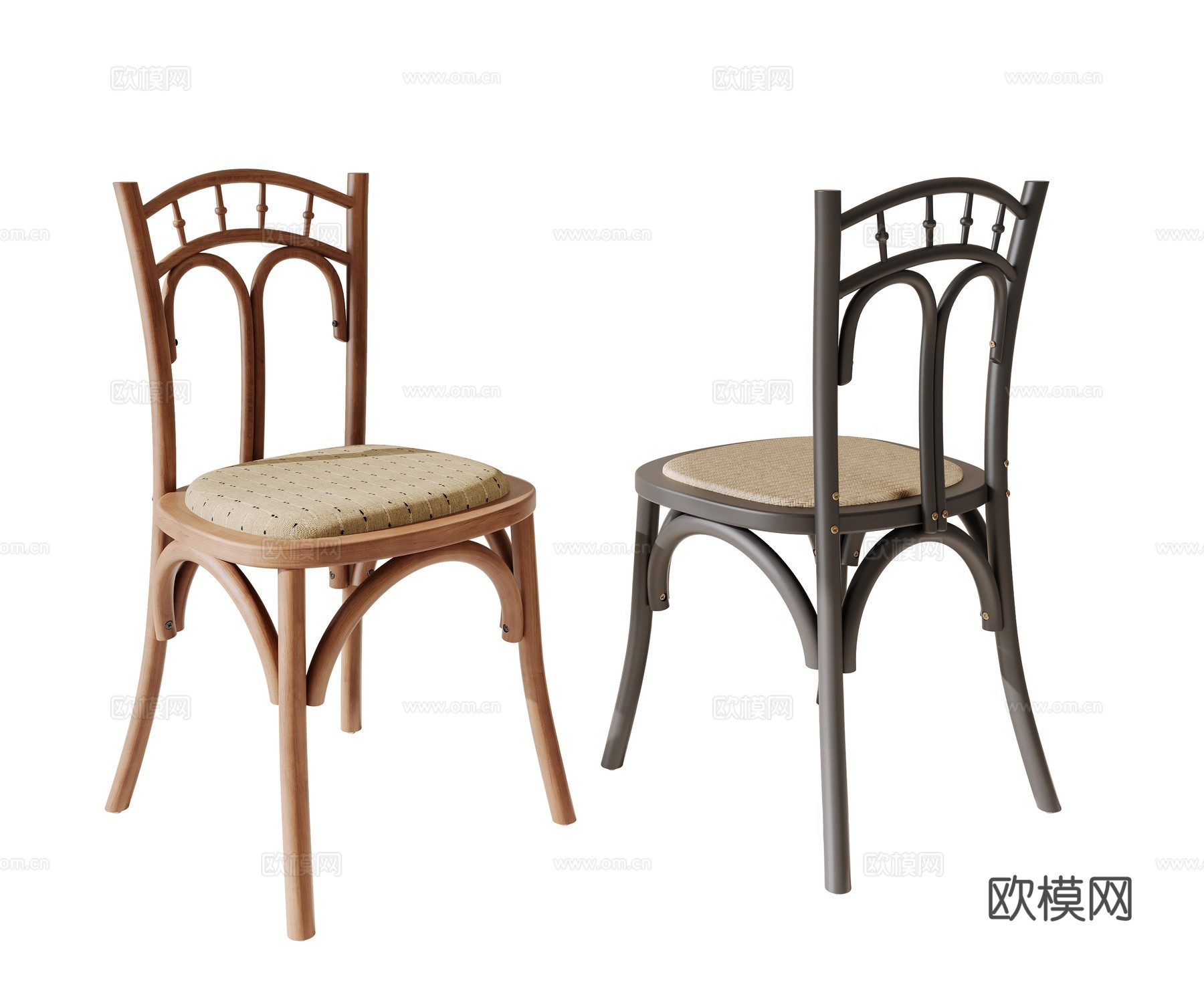 现代中古风餐椅su模型