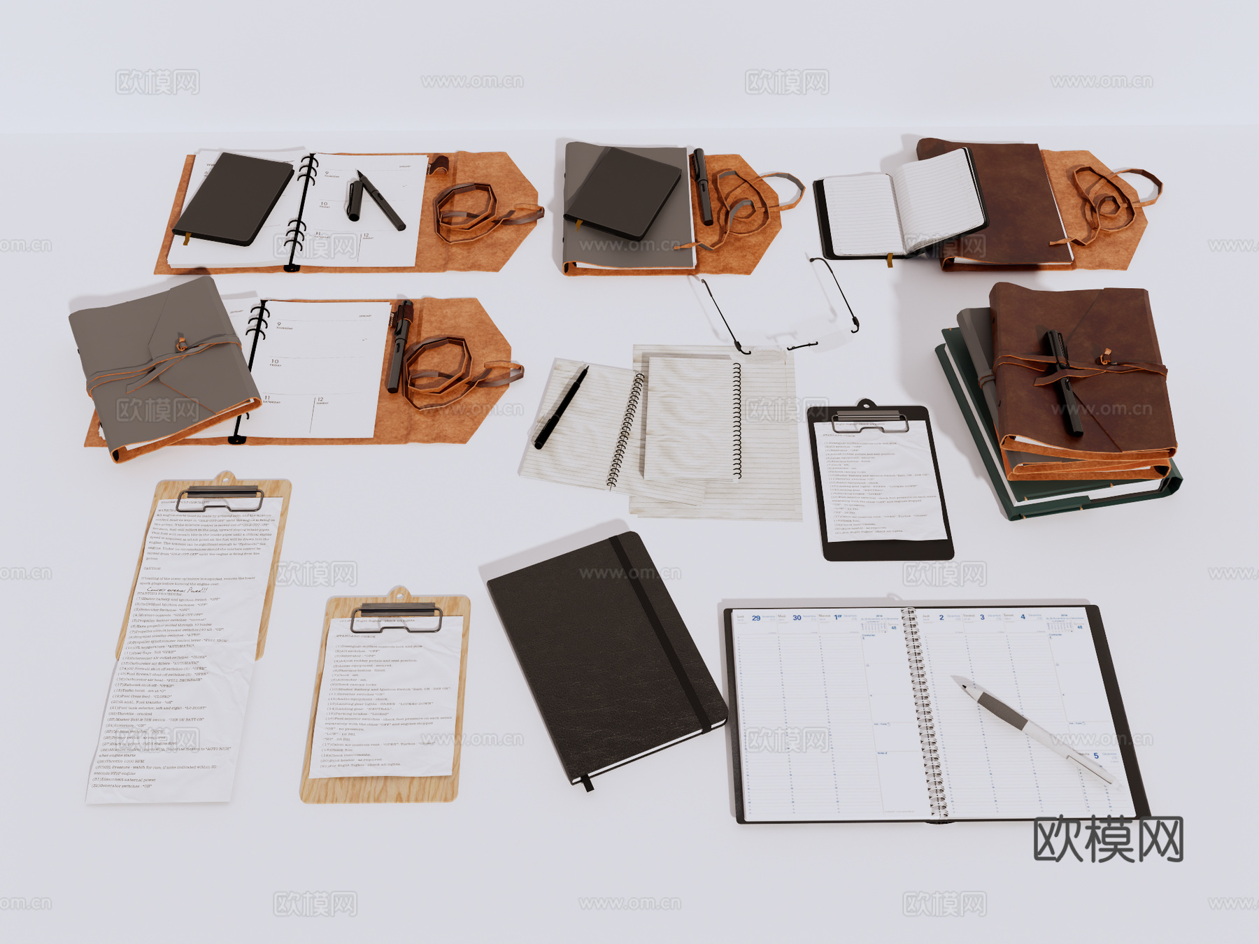 办公用品 笔记本 记事本 文具 装饰摆件su模型