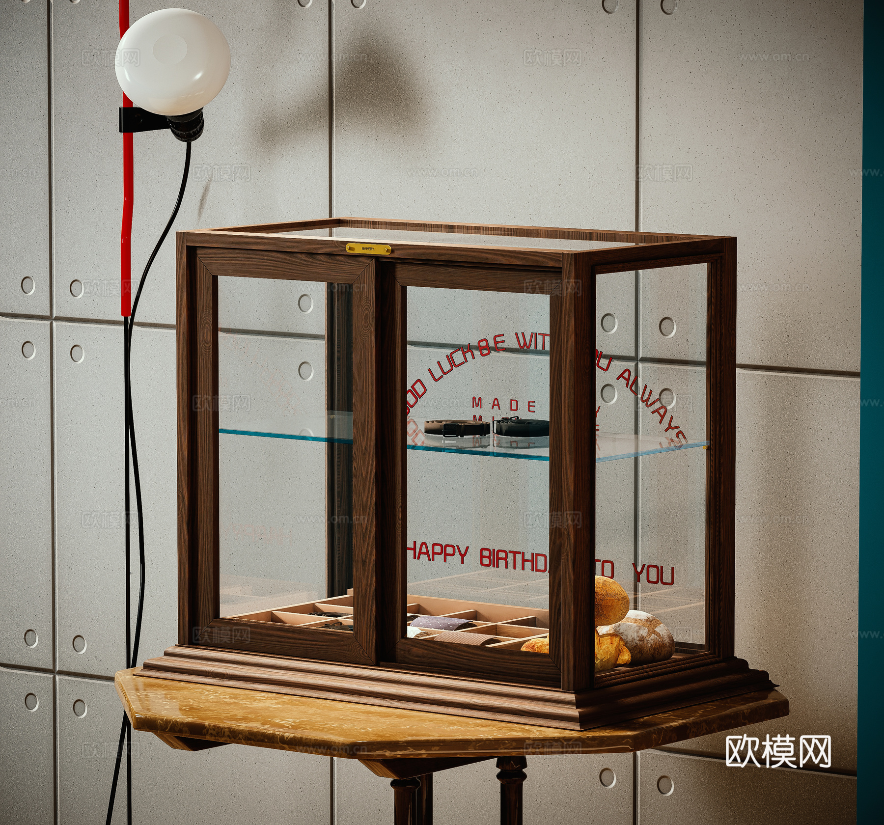 美式中古陈列柜 收藏柜 首饰柜 手办柜 面包柜3d模型