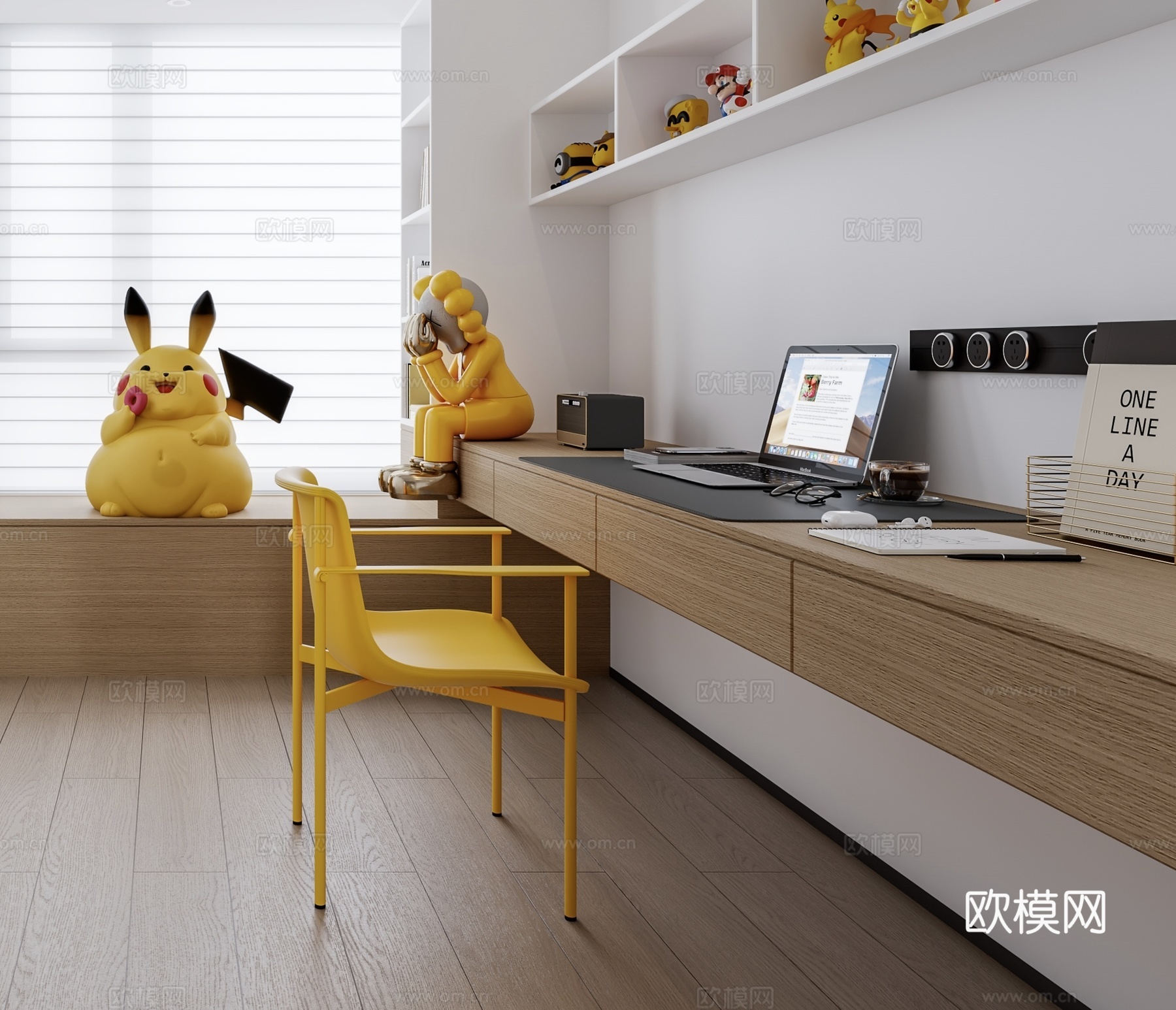 现代极简书房3d模型