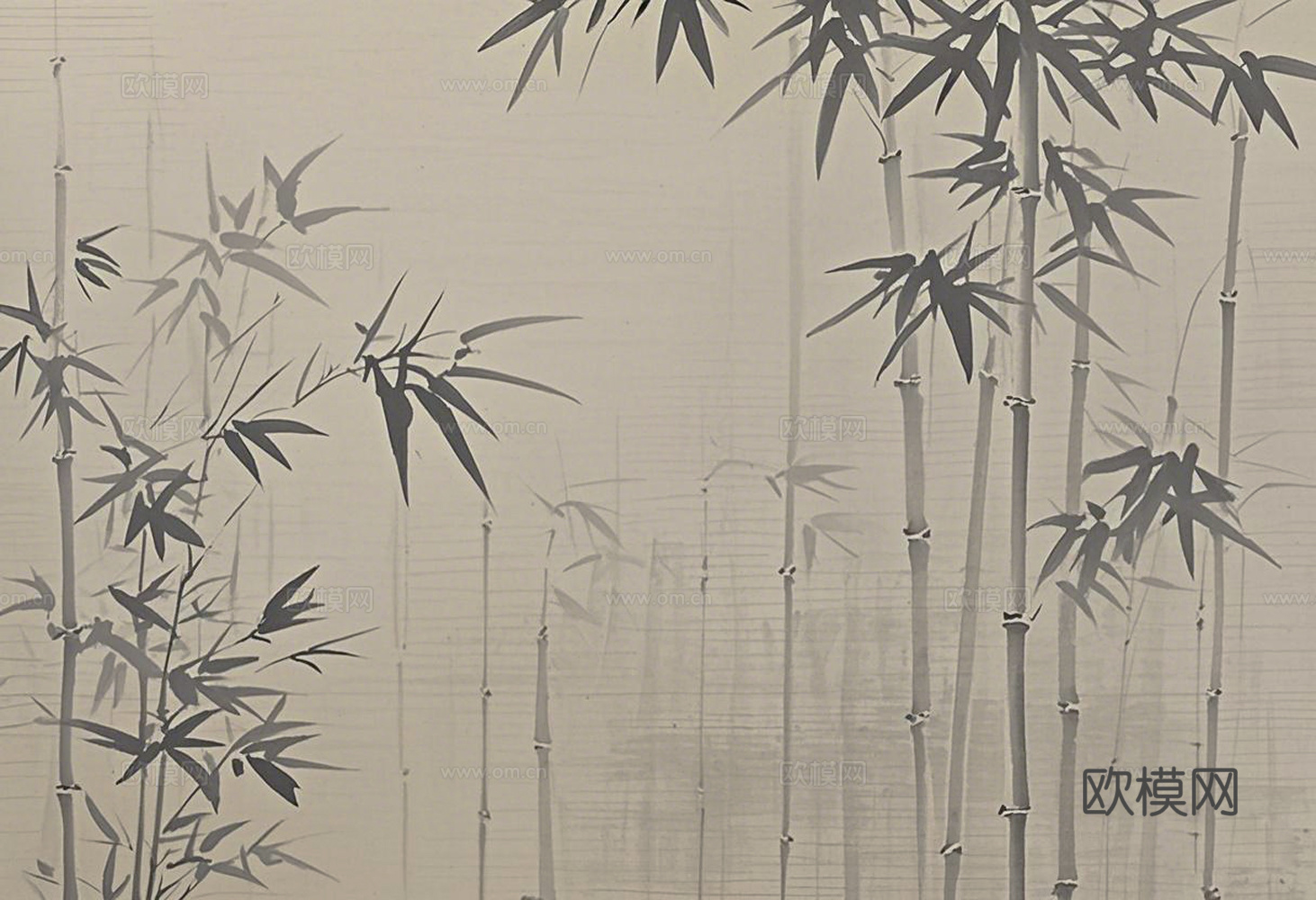中式禅意竹子壁画