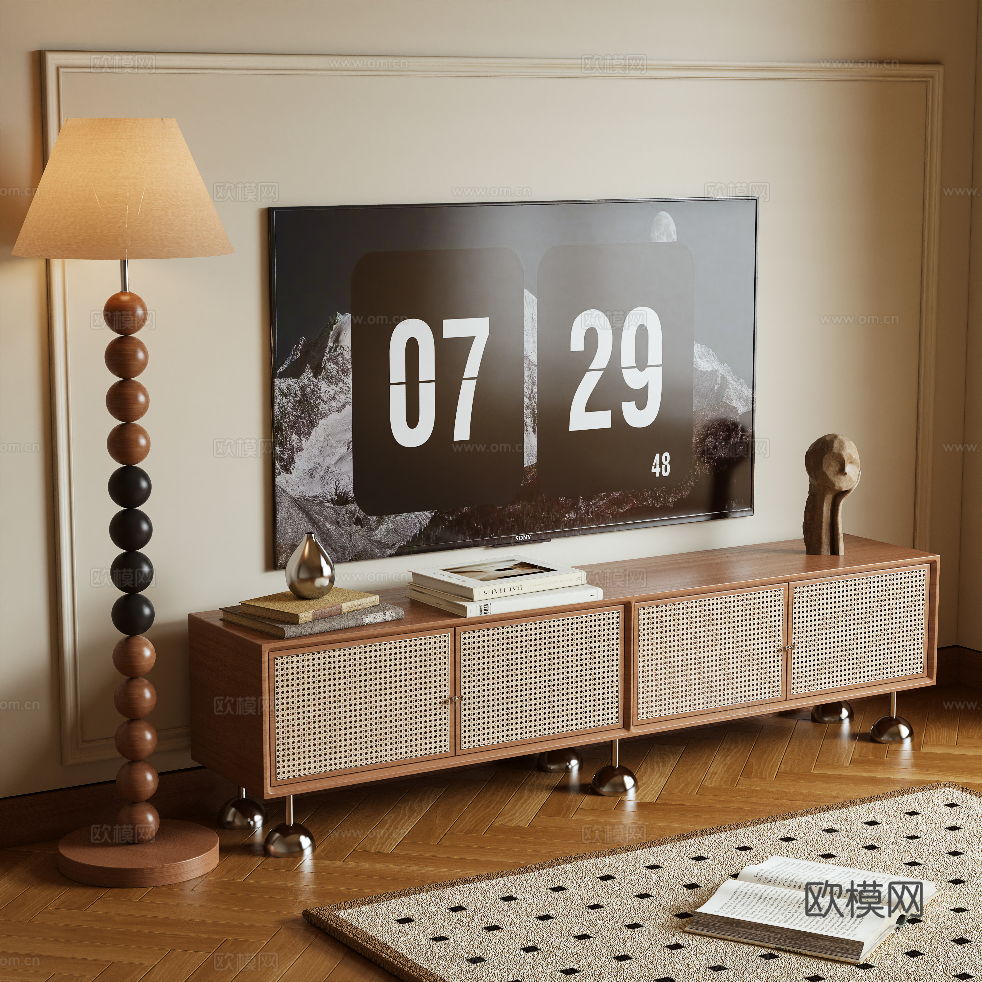 中古风电视柜3d模型