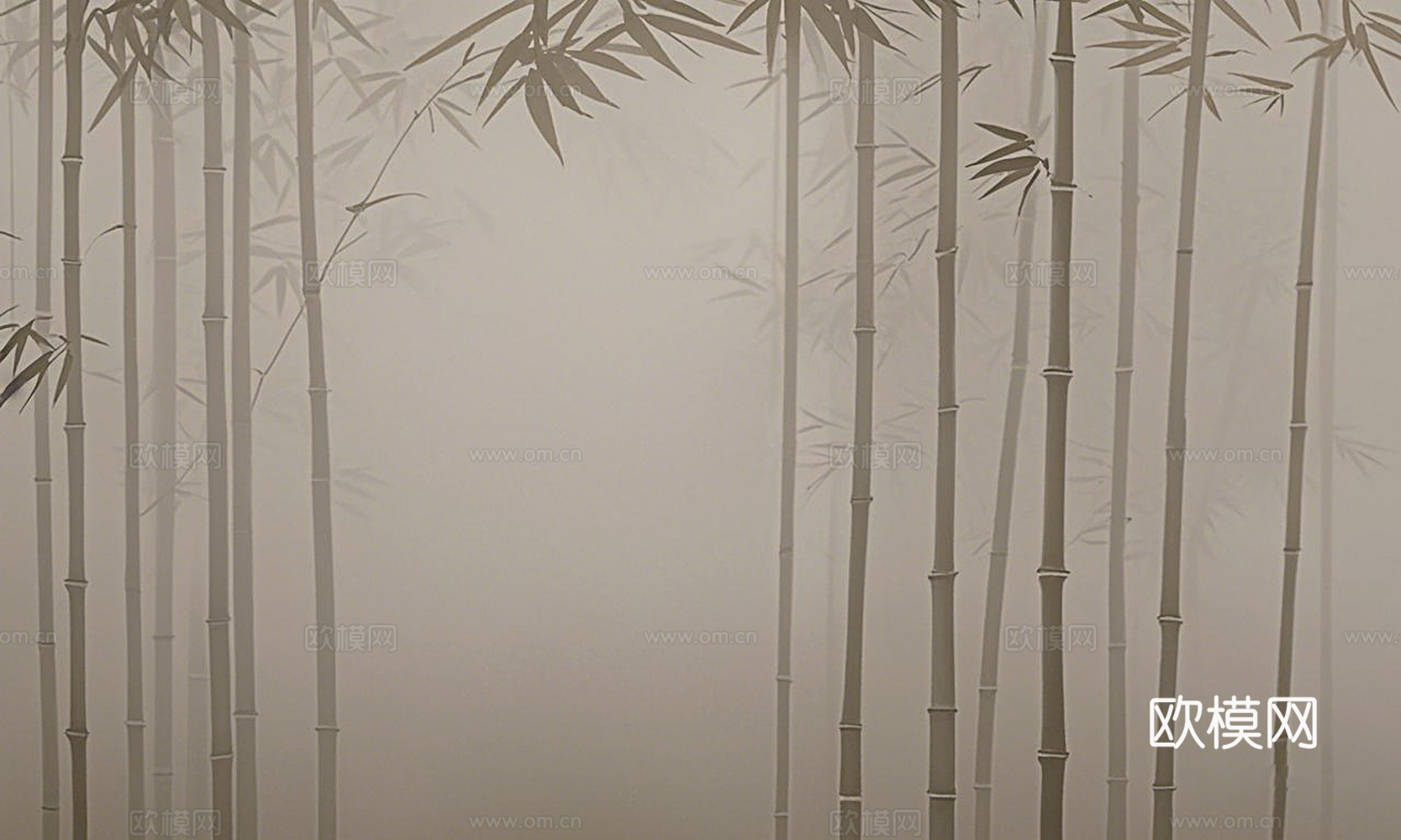 中式禅意竹子壁画
