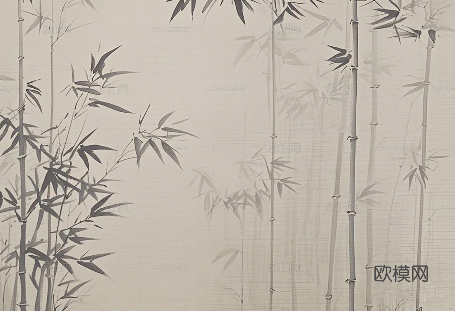 中式禅意竹子壁画