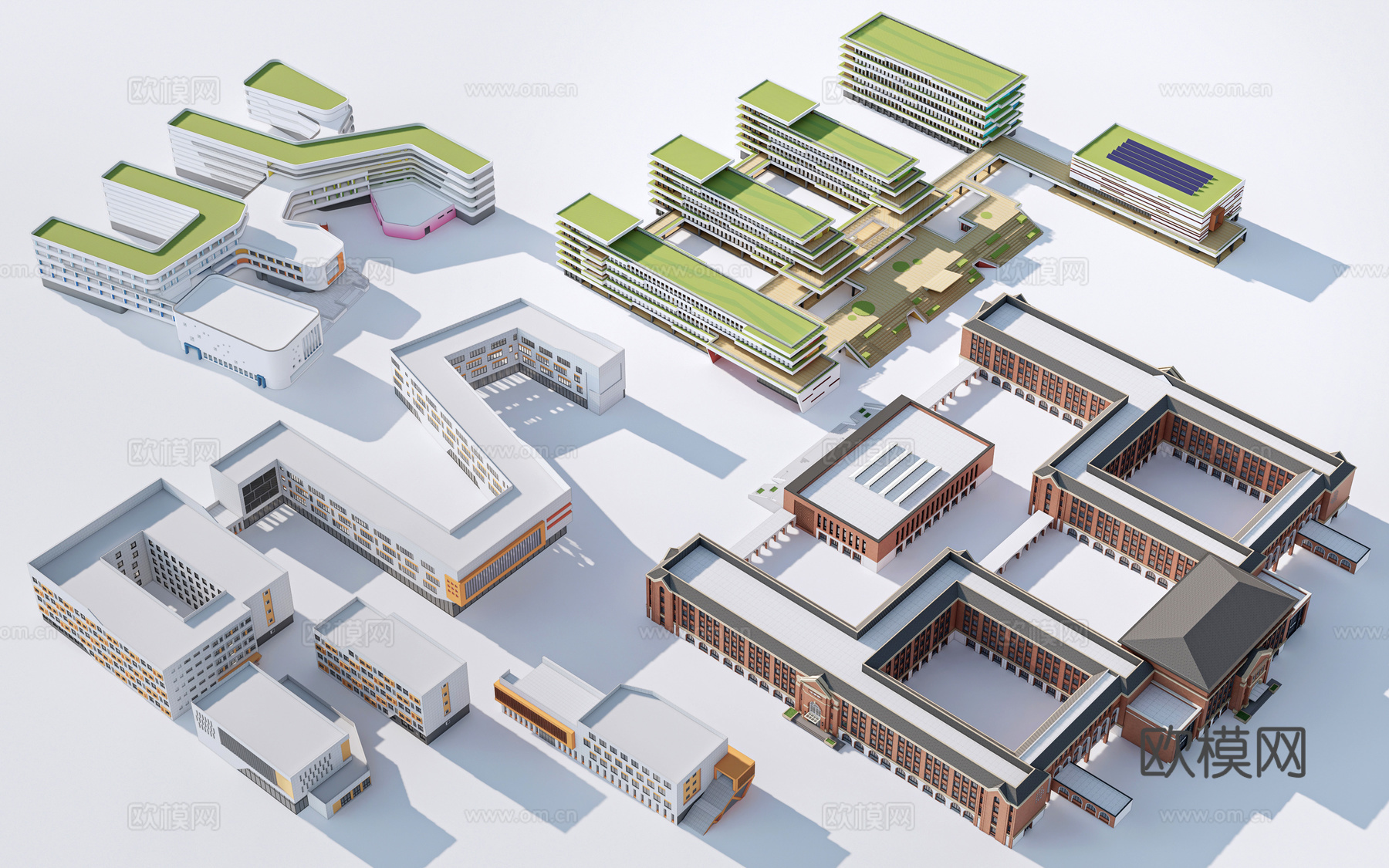 现代学校建筑 教学楼建筑 中小学建筑 行政楼 办公楼su模型