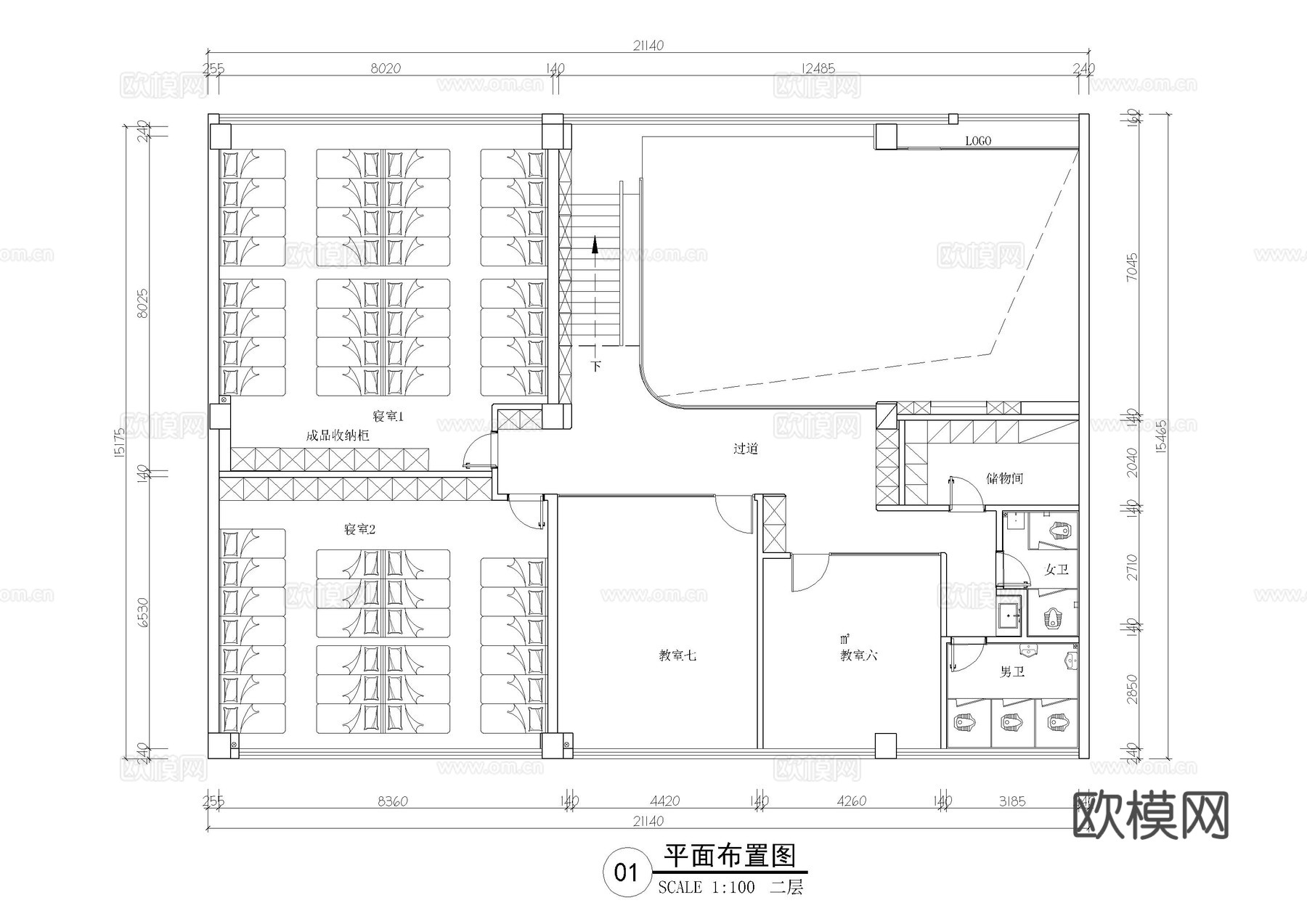 早教托管中心平面方案cad施工图