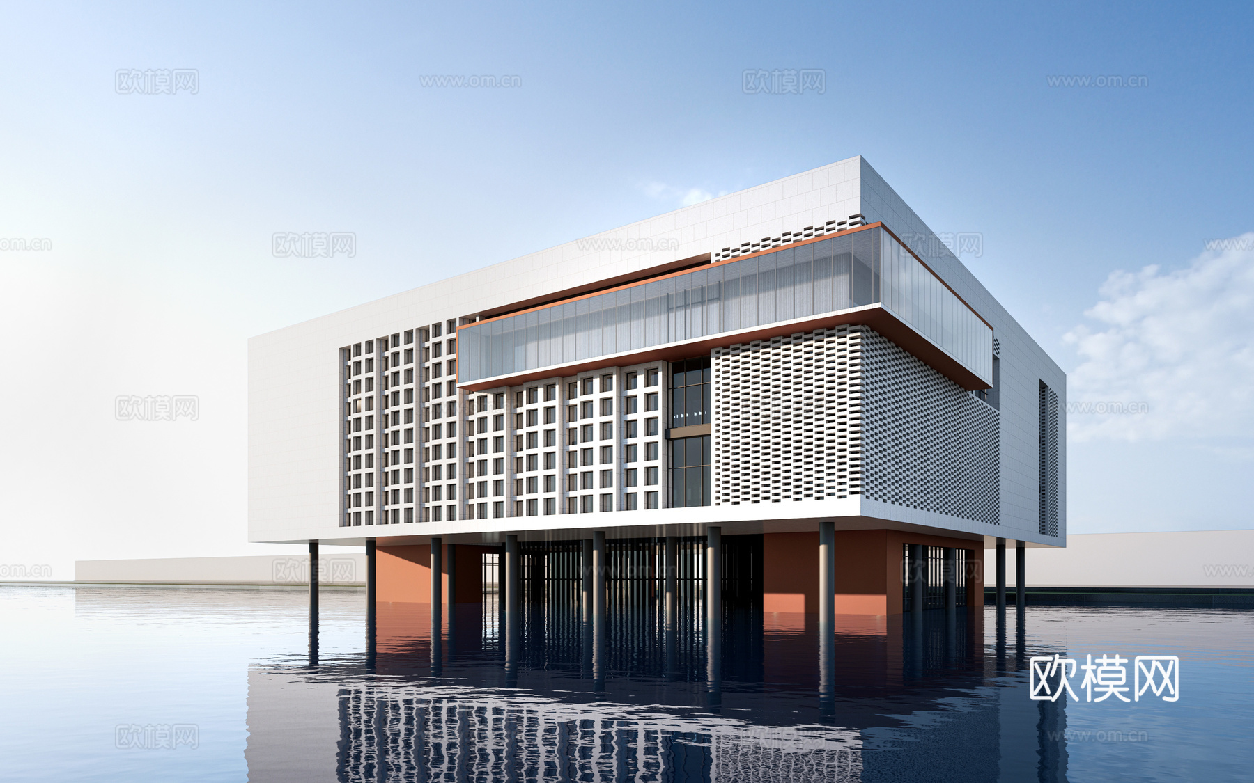 现代图书馆建筑 学校建筑 公共建筑su模型