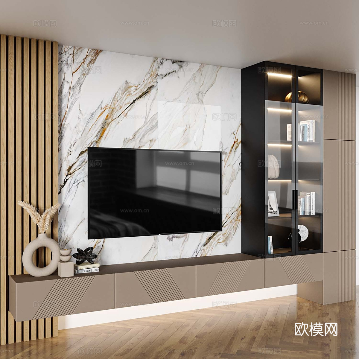 现代极简电视背景墙3d模型