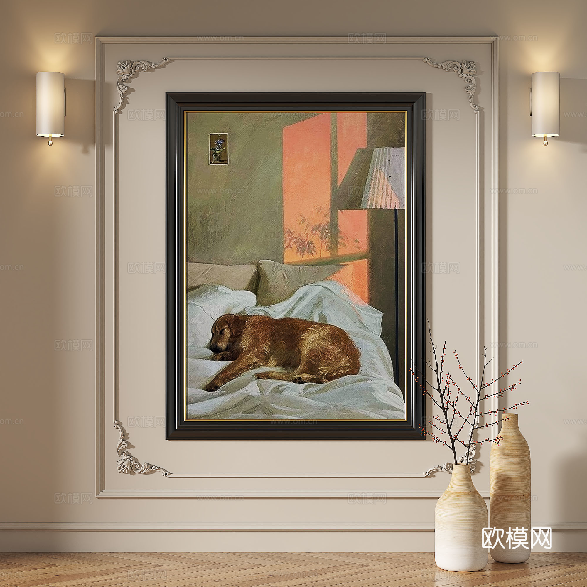 法式,复古,油画,现代,轻奢,抽象,装饰画3d模型