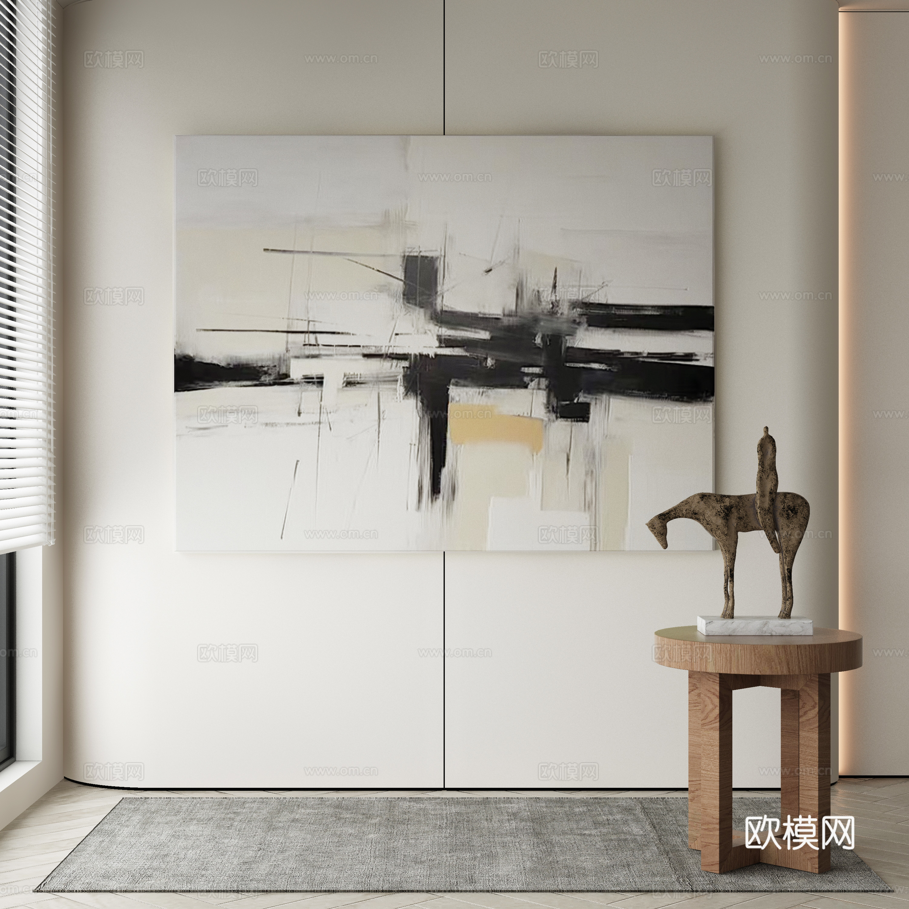 现代侘寂挂画3d模型