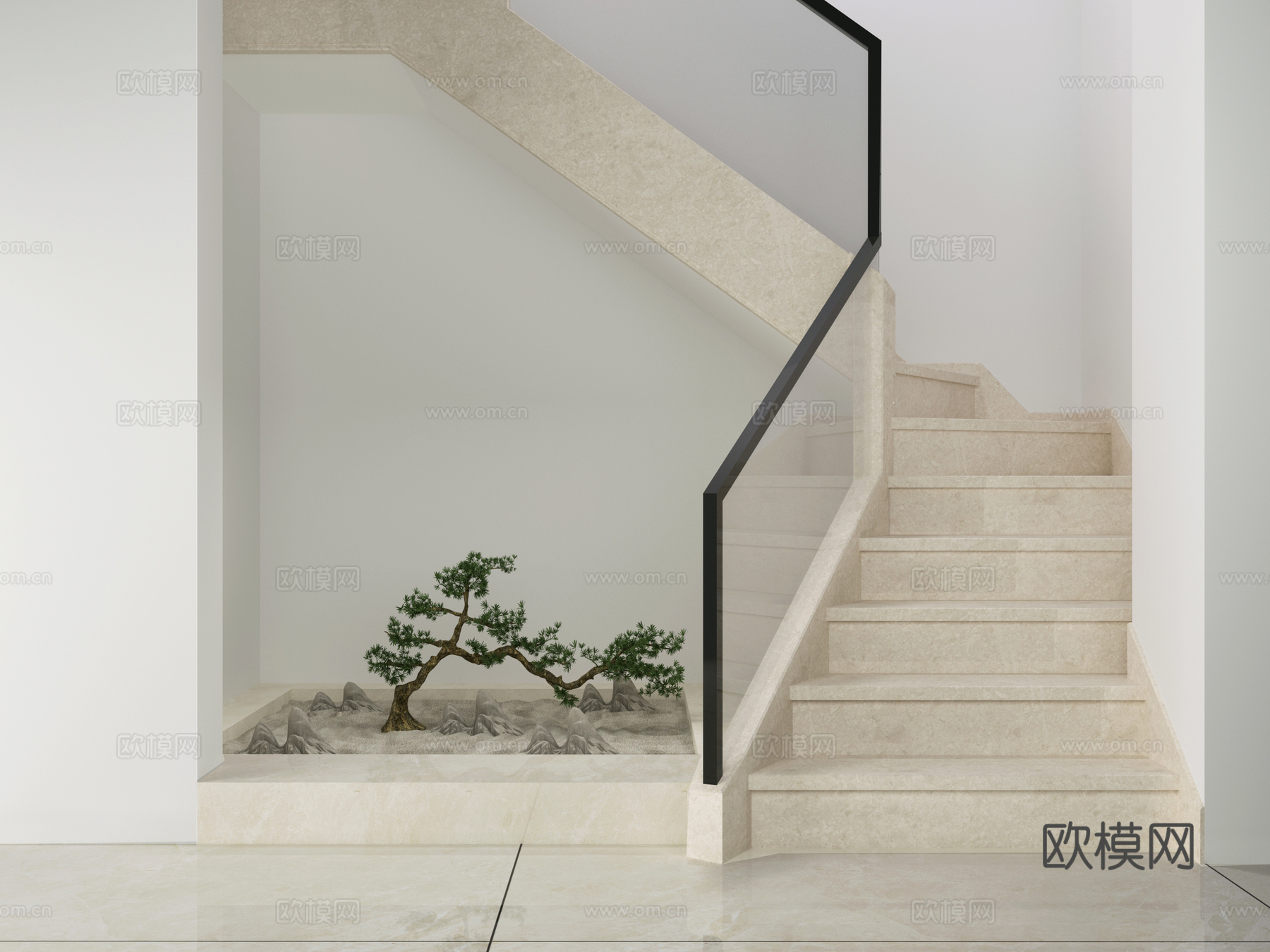 现代楼梯3d模型下载