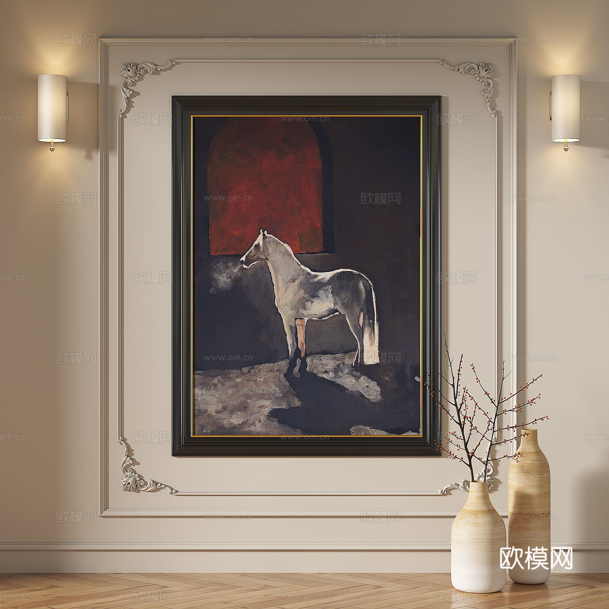法式,复古,油画,现代,轻奢,抽象,装饰画3d模型