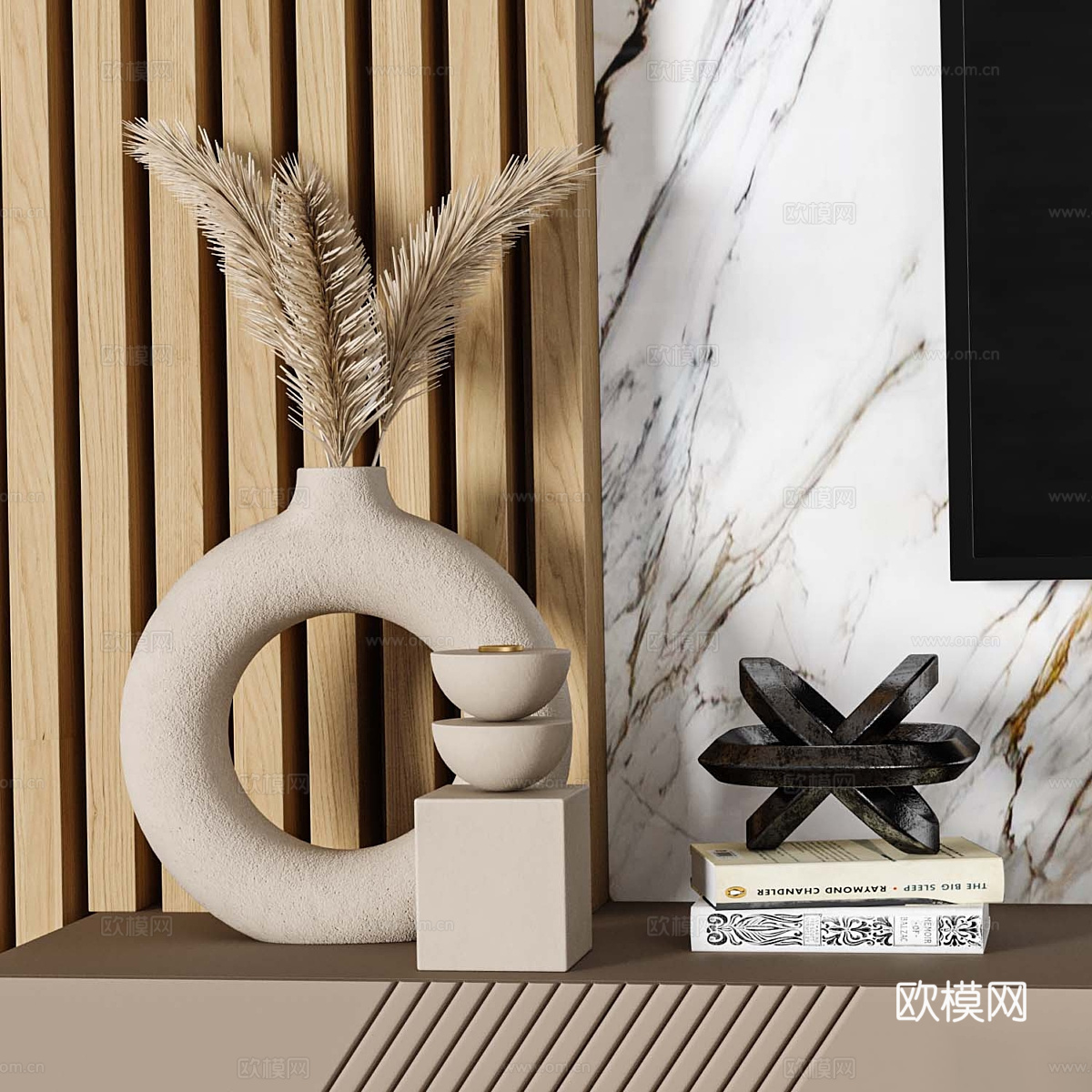 现代极简电视背景墙3d模型