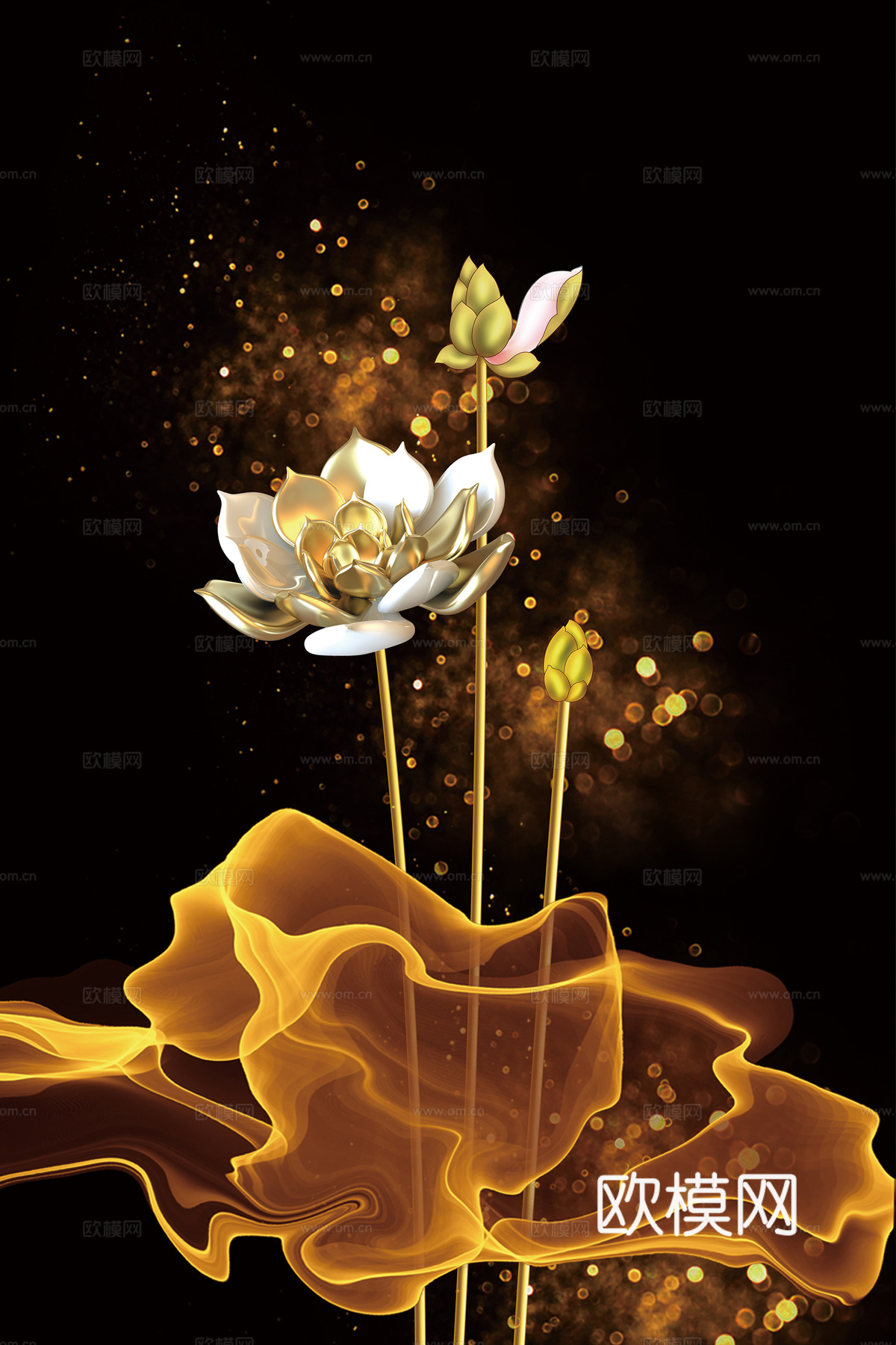 新中式艺术装饰画挂画高清下载（渲染图3）