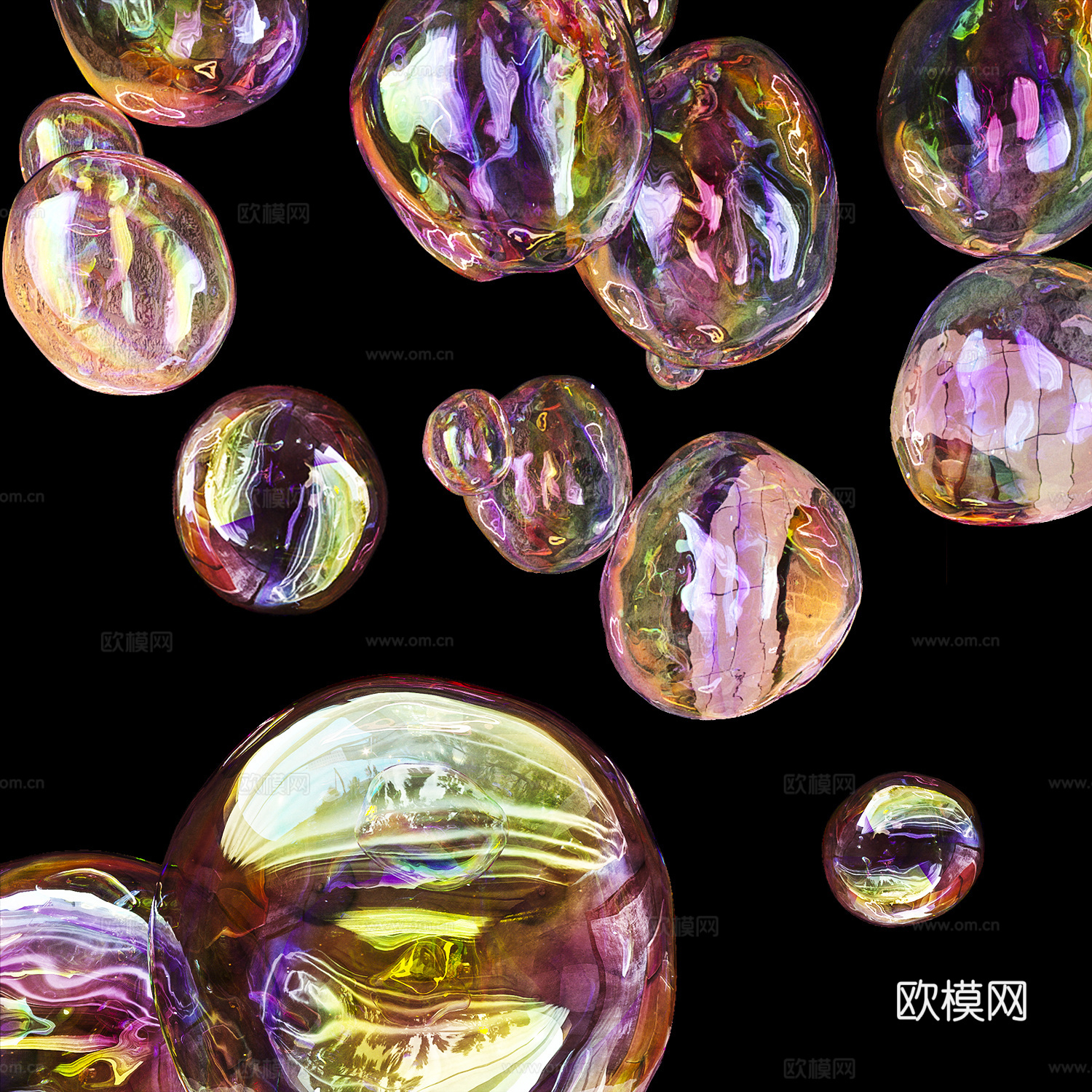 泡沫 肥皂泡 彩虹泡泡 气泡3d模型