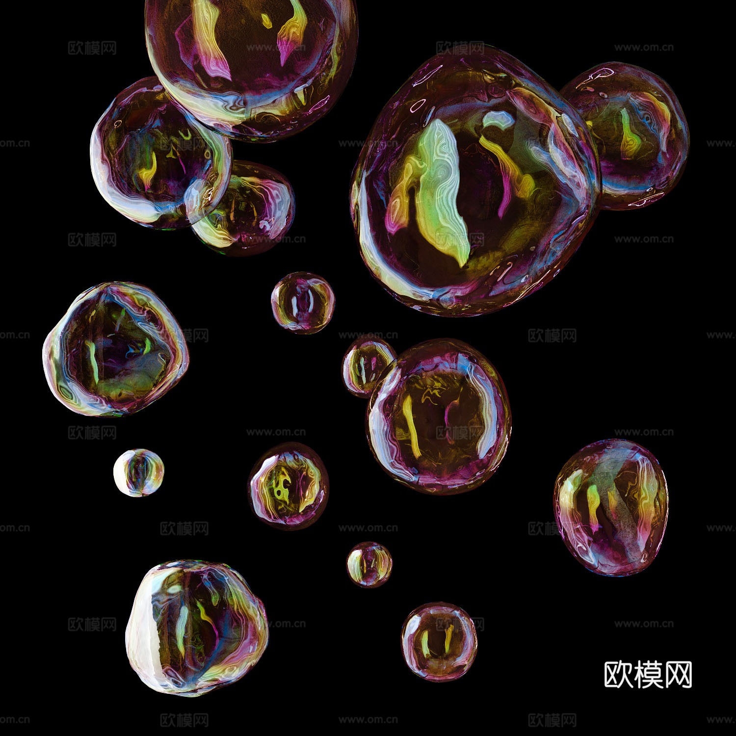 泡沫 肥皂泡 彩虹泡泡 气泡3d模型