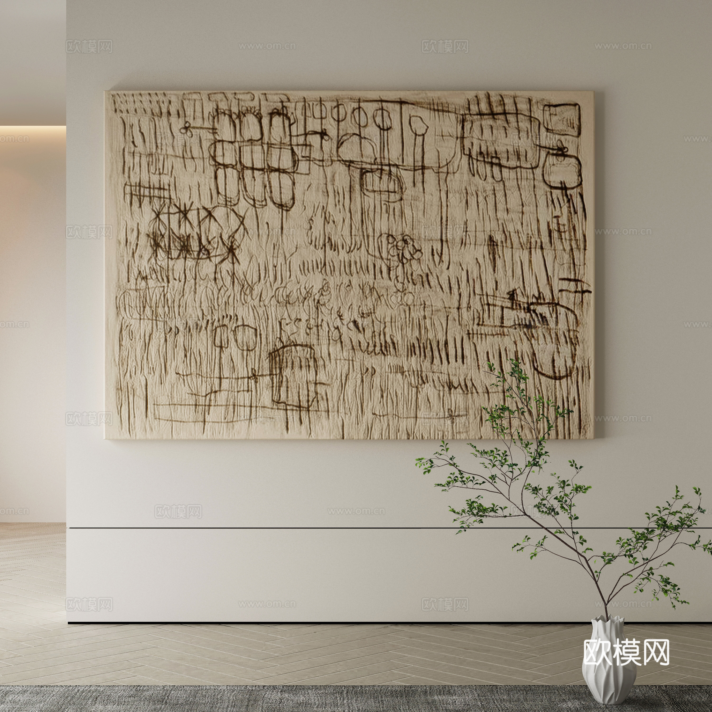 现代侘寂挂画3d模型