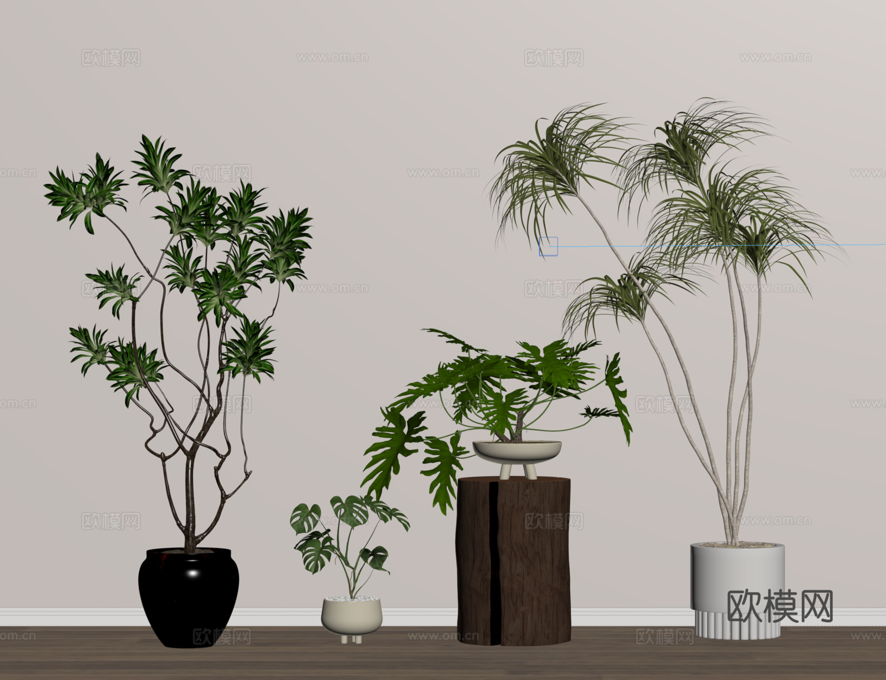 盆栽 盆景 绿植 植物 花几su模型