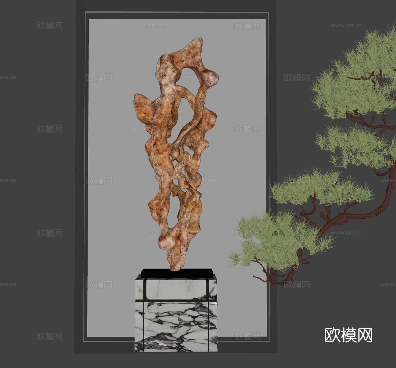 现代雕塑装置 工艺品落地摆件su模型