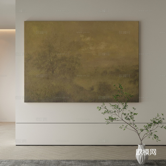 现代侘寂挂画3d模型下载