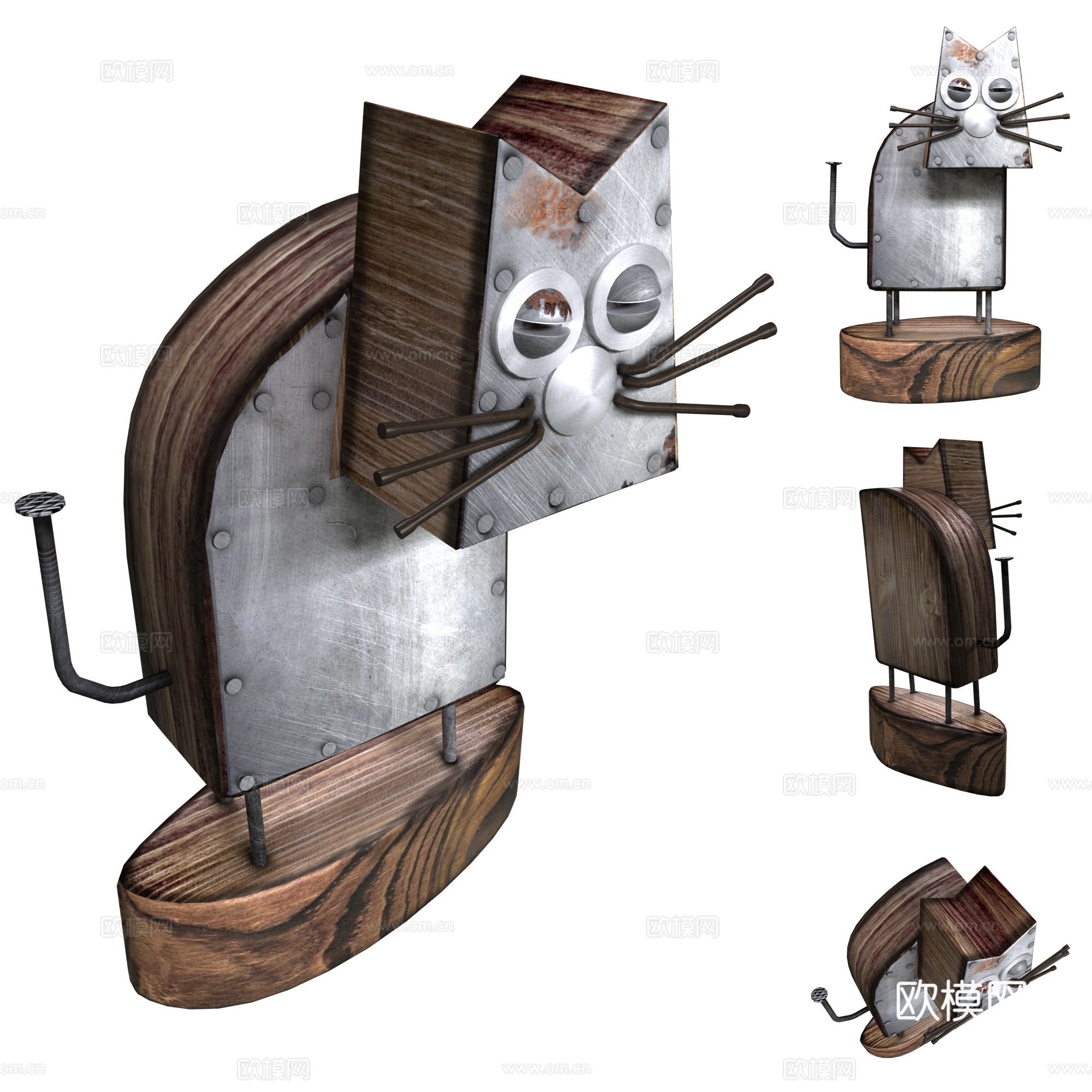 现代工业风艺术雕塑摆件3d模型