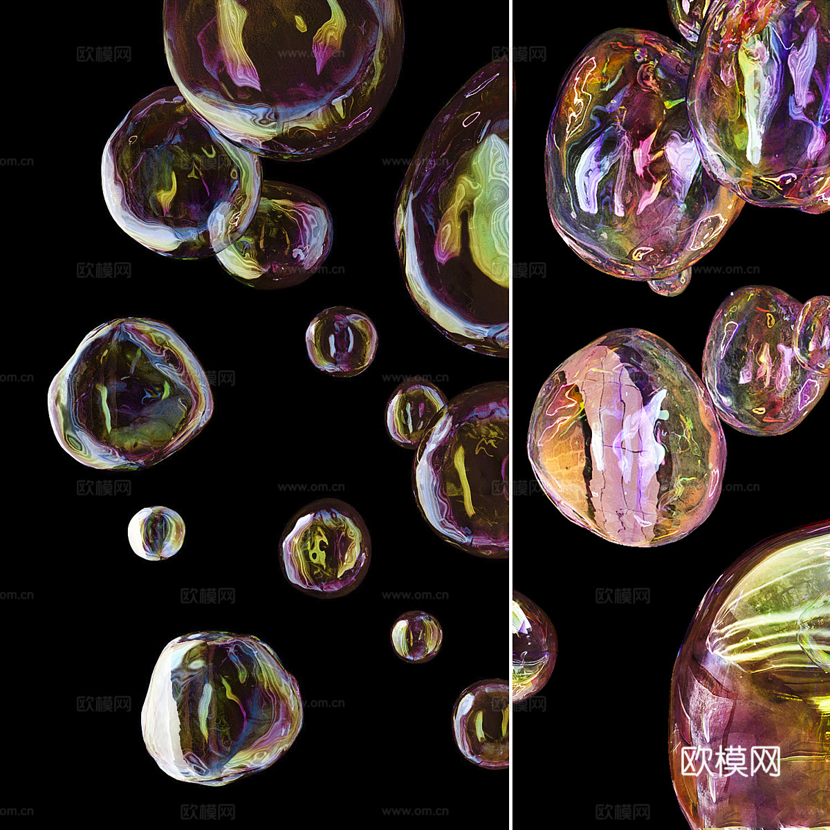 泡沫 肥皂泡 彩虹泡泡 气泡3d模型