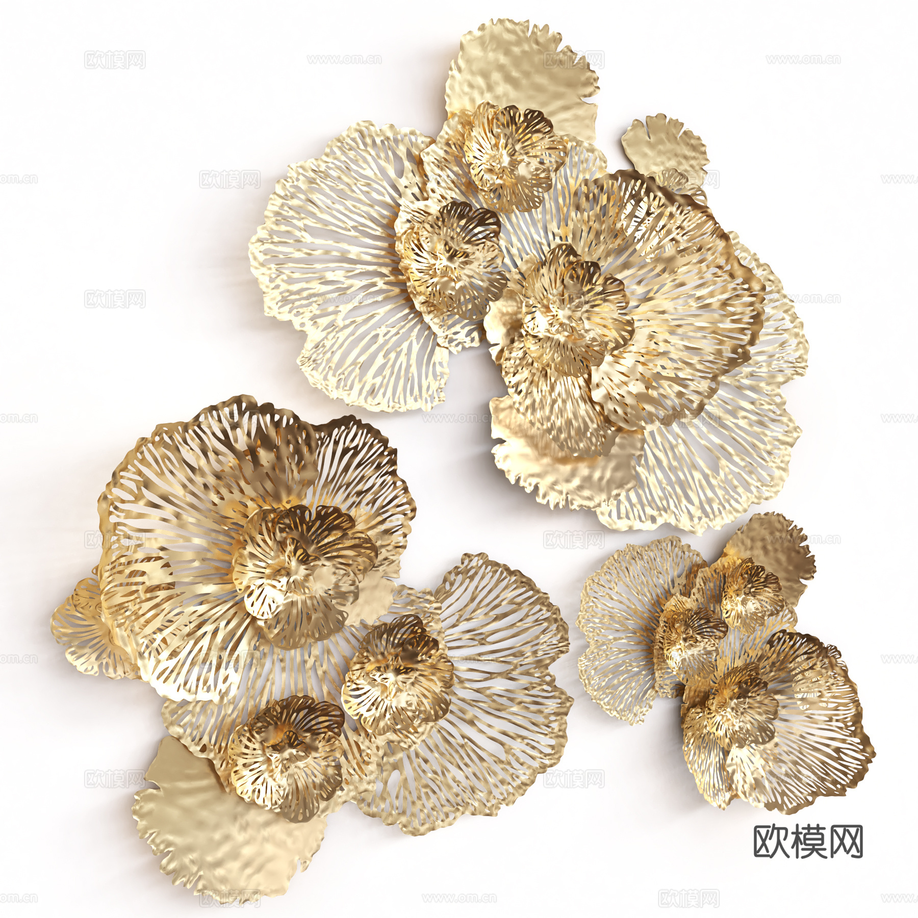新中式轻奢金属墙饰挂件3d模型