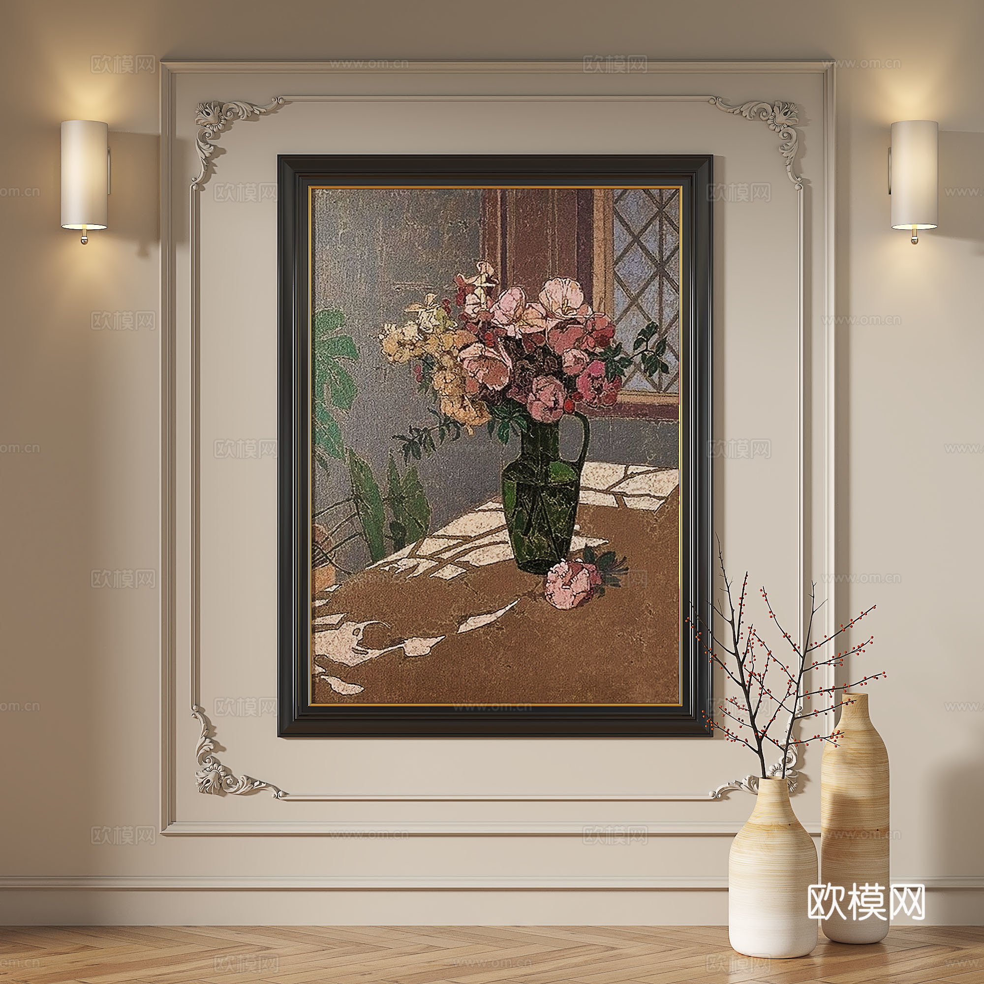 法式,复古,油画,现代,轻奢,抽象,装饰画3d模型