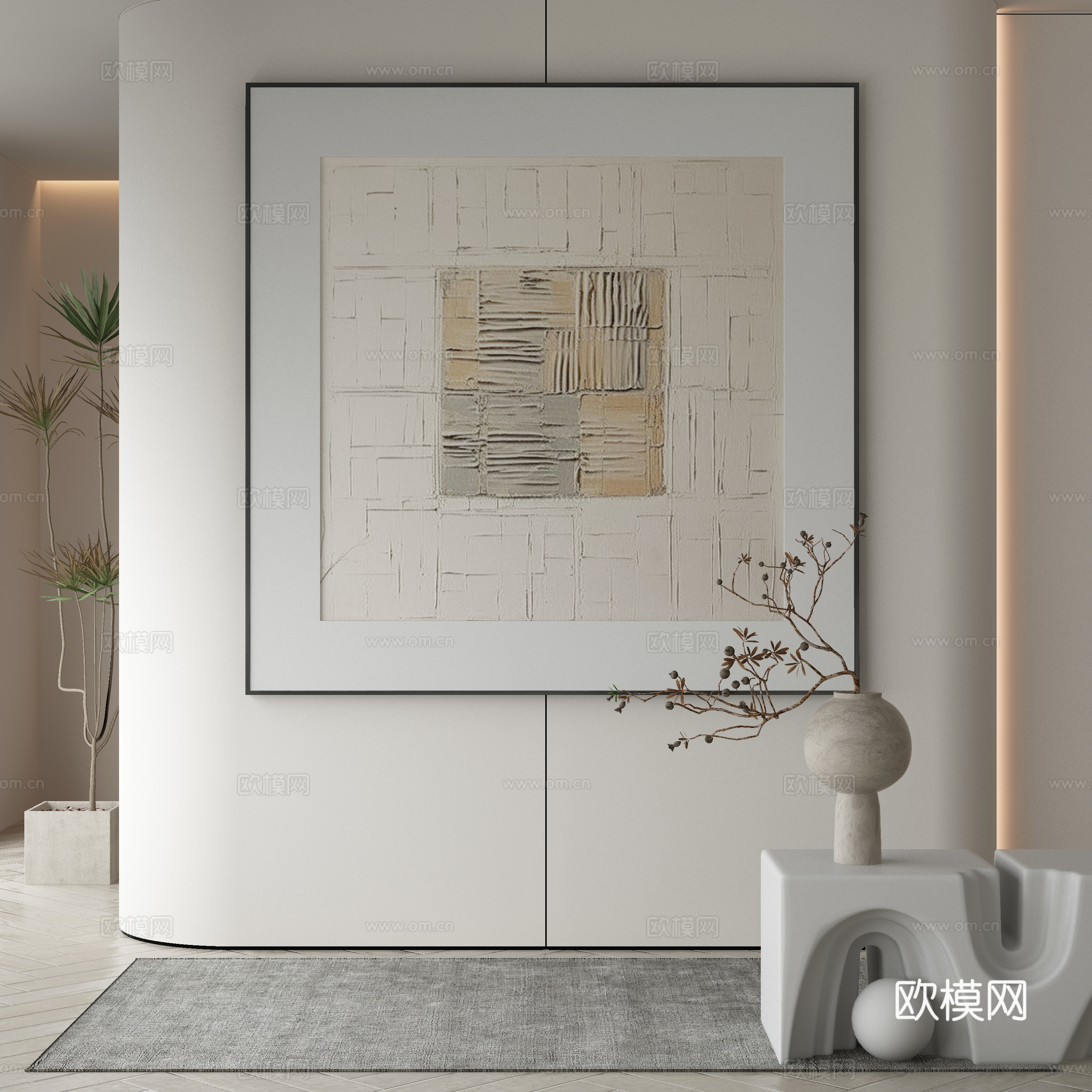 现代侘寂挂画3d模型