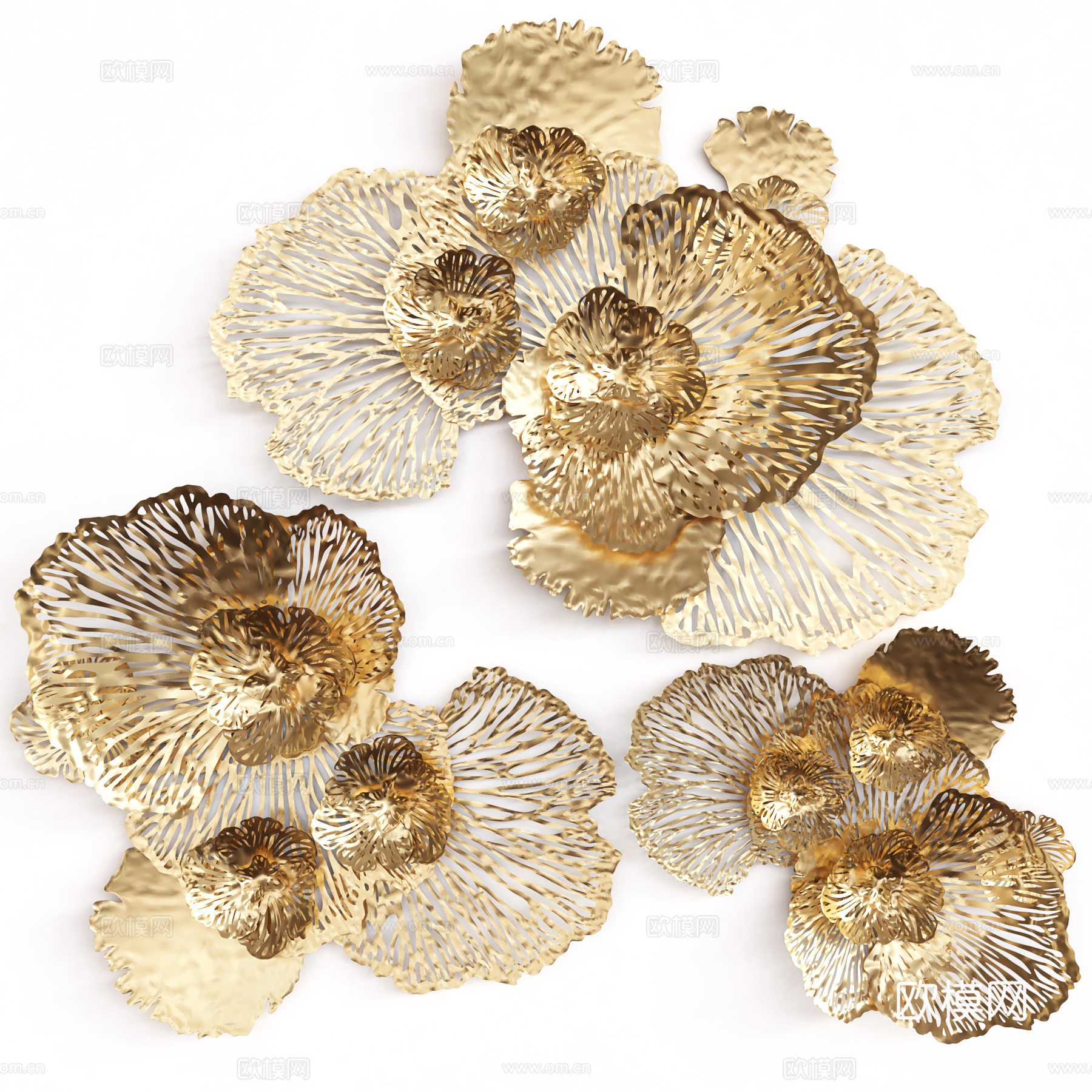 新中式轻奢金属墙饰挂件3d模型