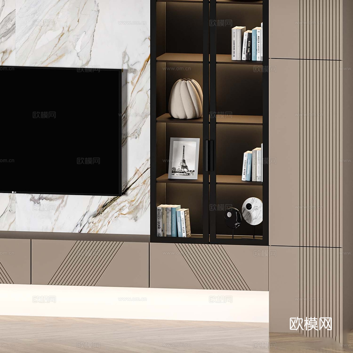 现代极简电视背景墙3d模型