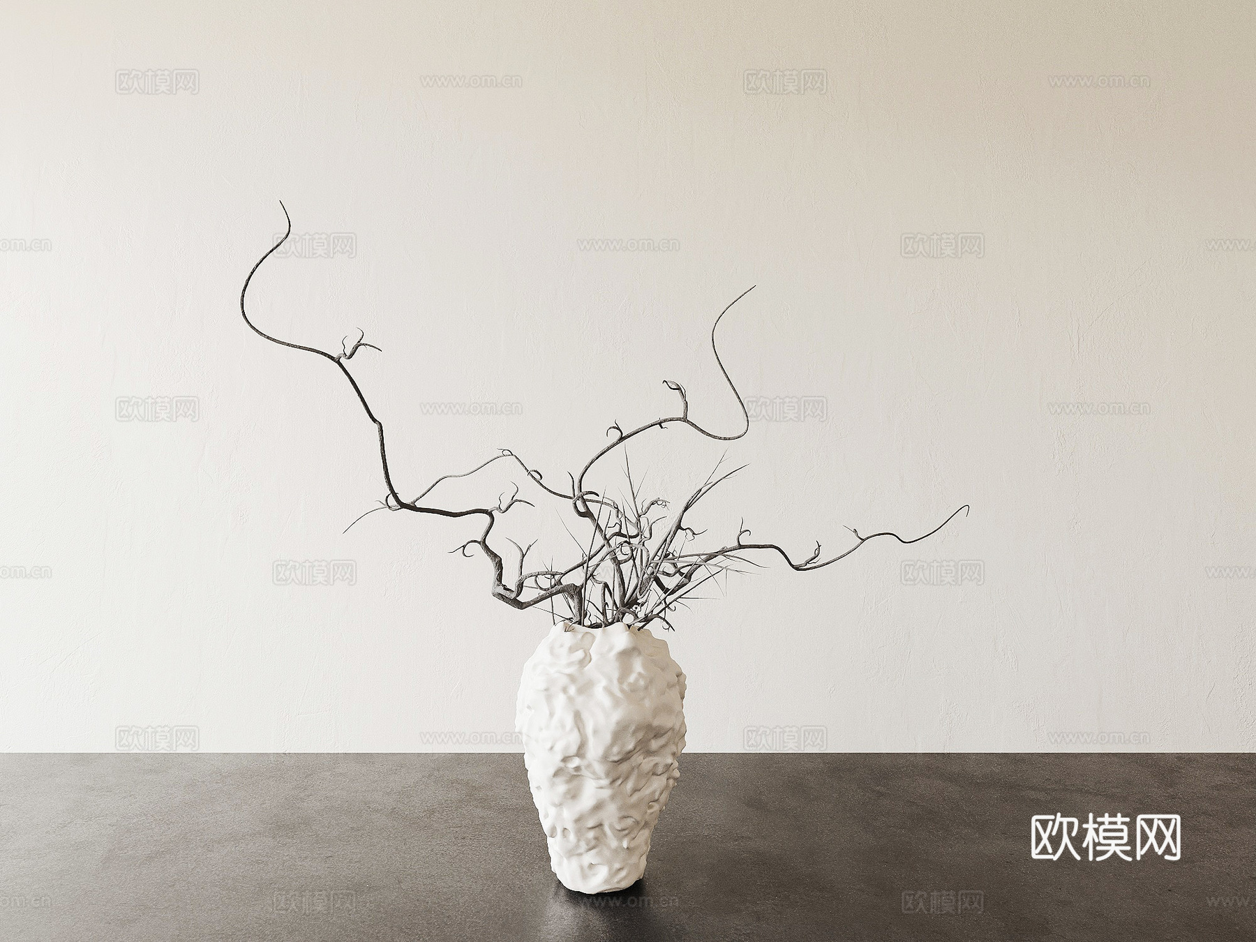 花瓶 花艺 干草花3d模型