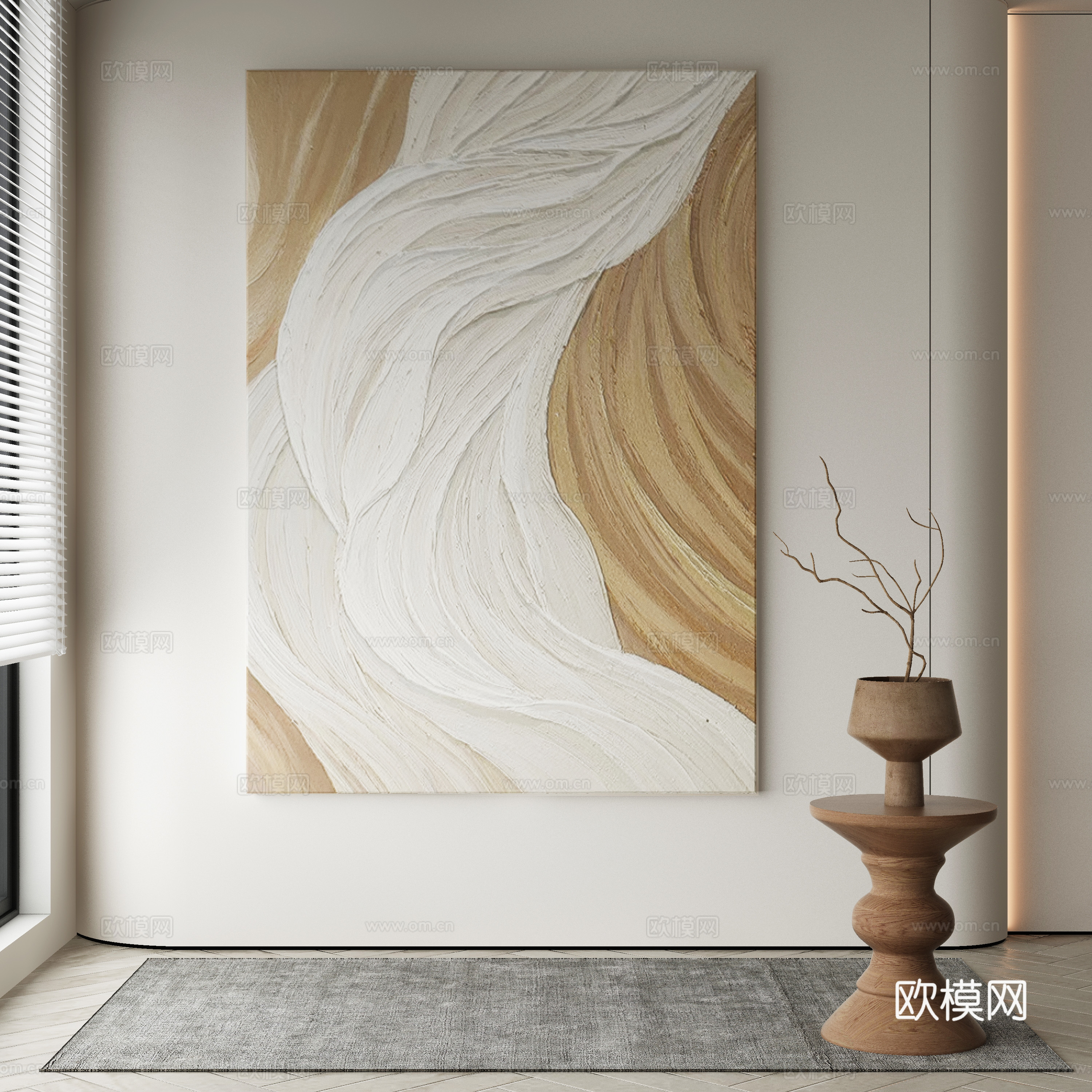 现代侘寂挂画3d模型