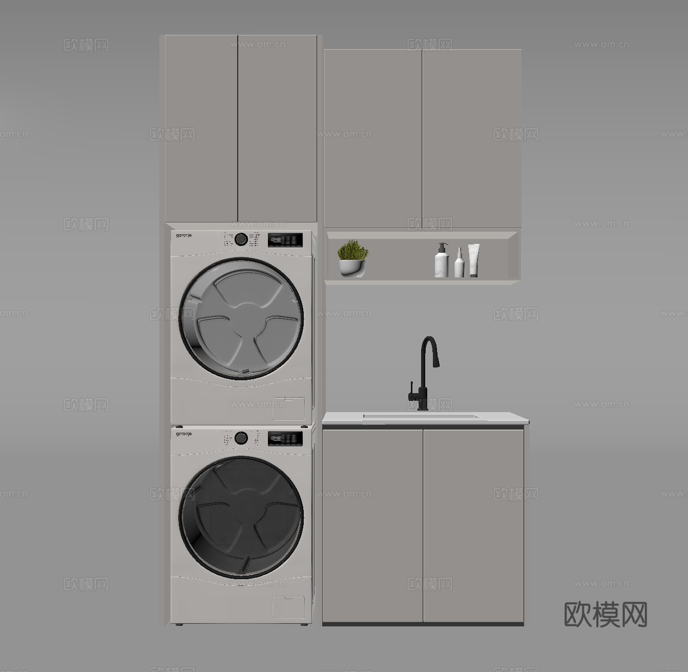 洗衣机柜 洗衣机 烘洗一体机su模型