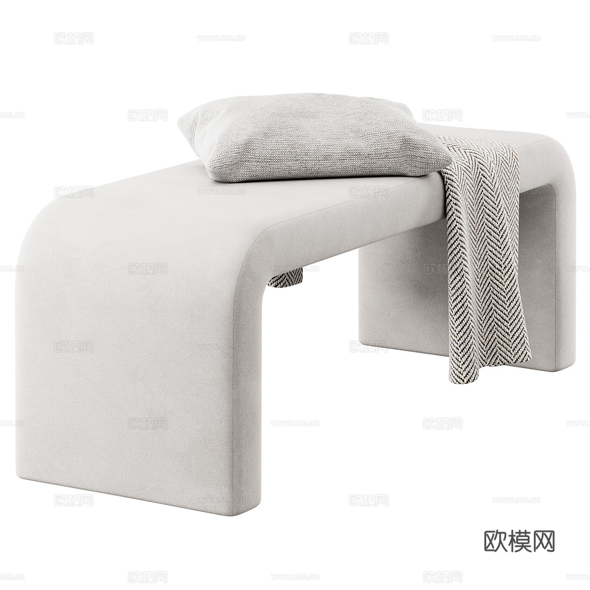 现代布艺长凳 条凳 床尾凳3d模型