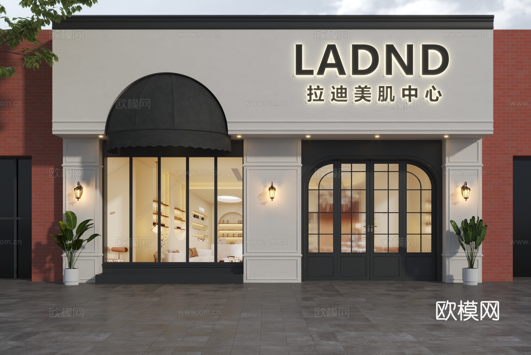 法式美容店 皮肤管理中心 法式美甲店门头3d模型