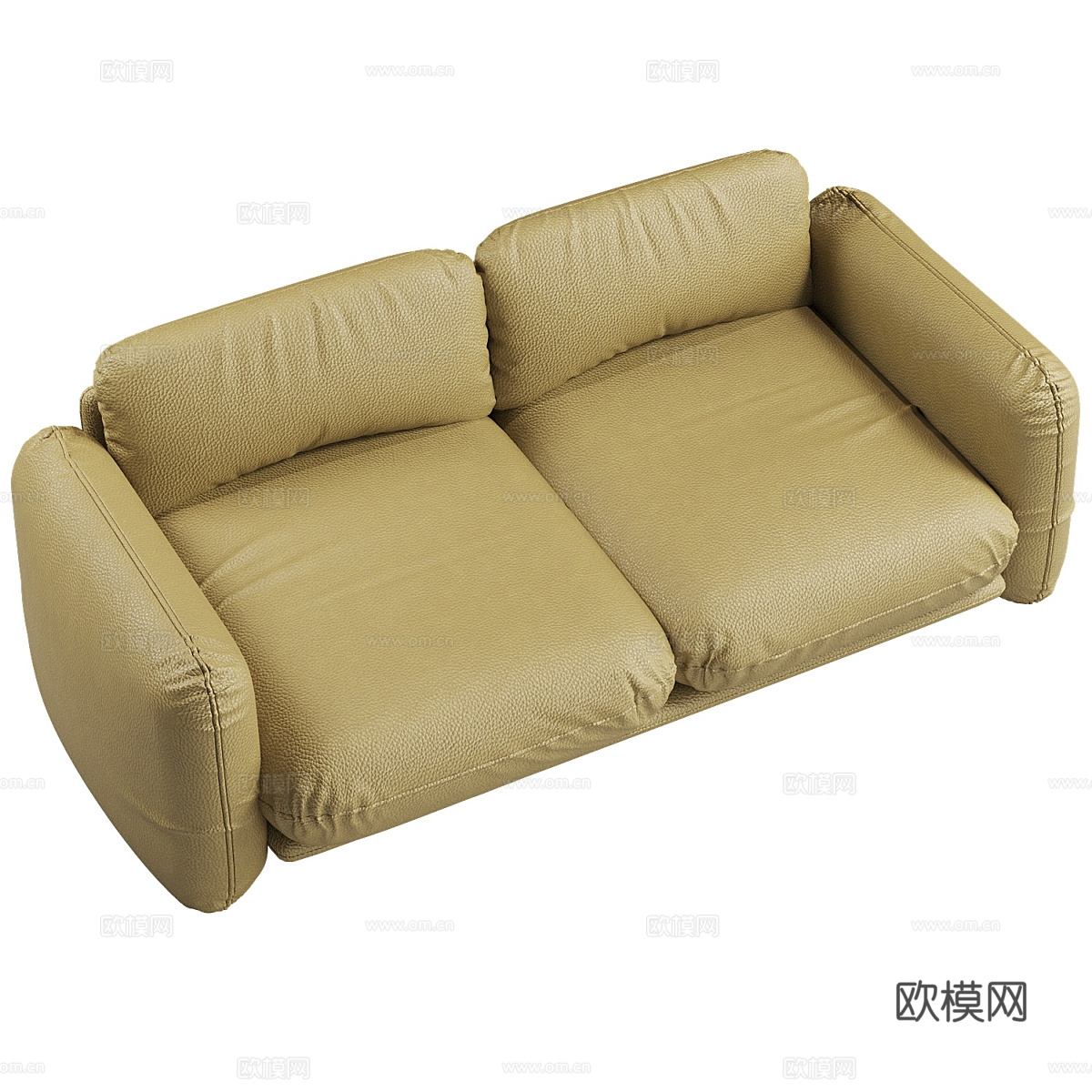 现代意式双人皮革休闲沙发3d模型