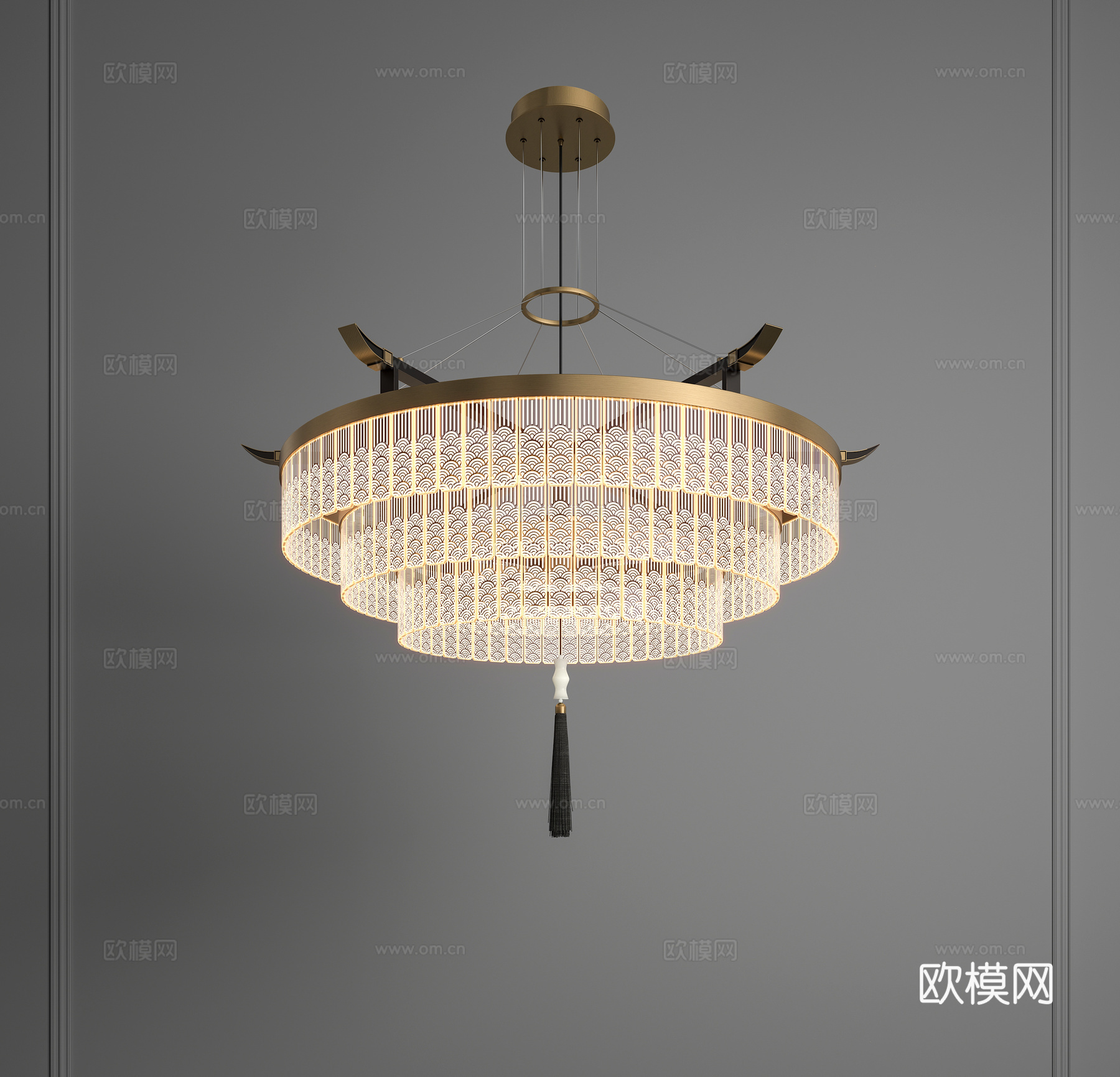 新中式吊灯 包厢吊灯 餐饮吊灯 餐厅吊灯 酒店吊灯3d模型