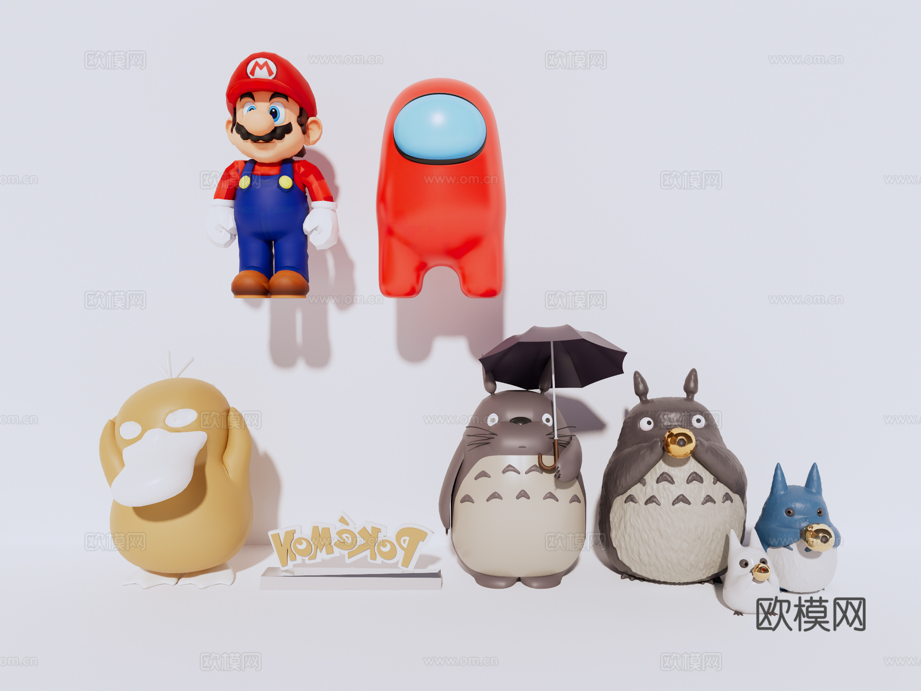 马里奥 太空杀 可达鸭 龙猫 潮玩 手办 玩具 装饰摆件su模型