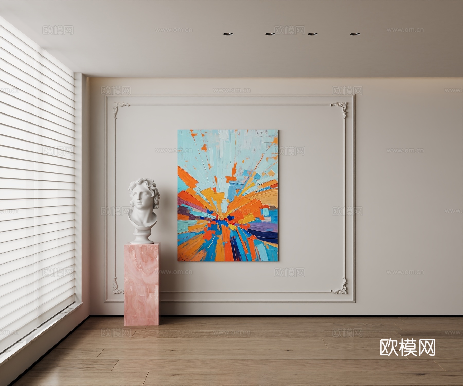 现代装饰挂画雕塑抽象画艺术画背景画3d模型