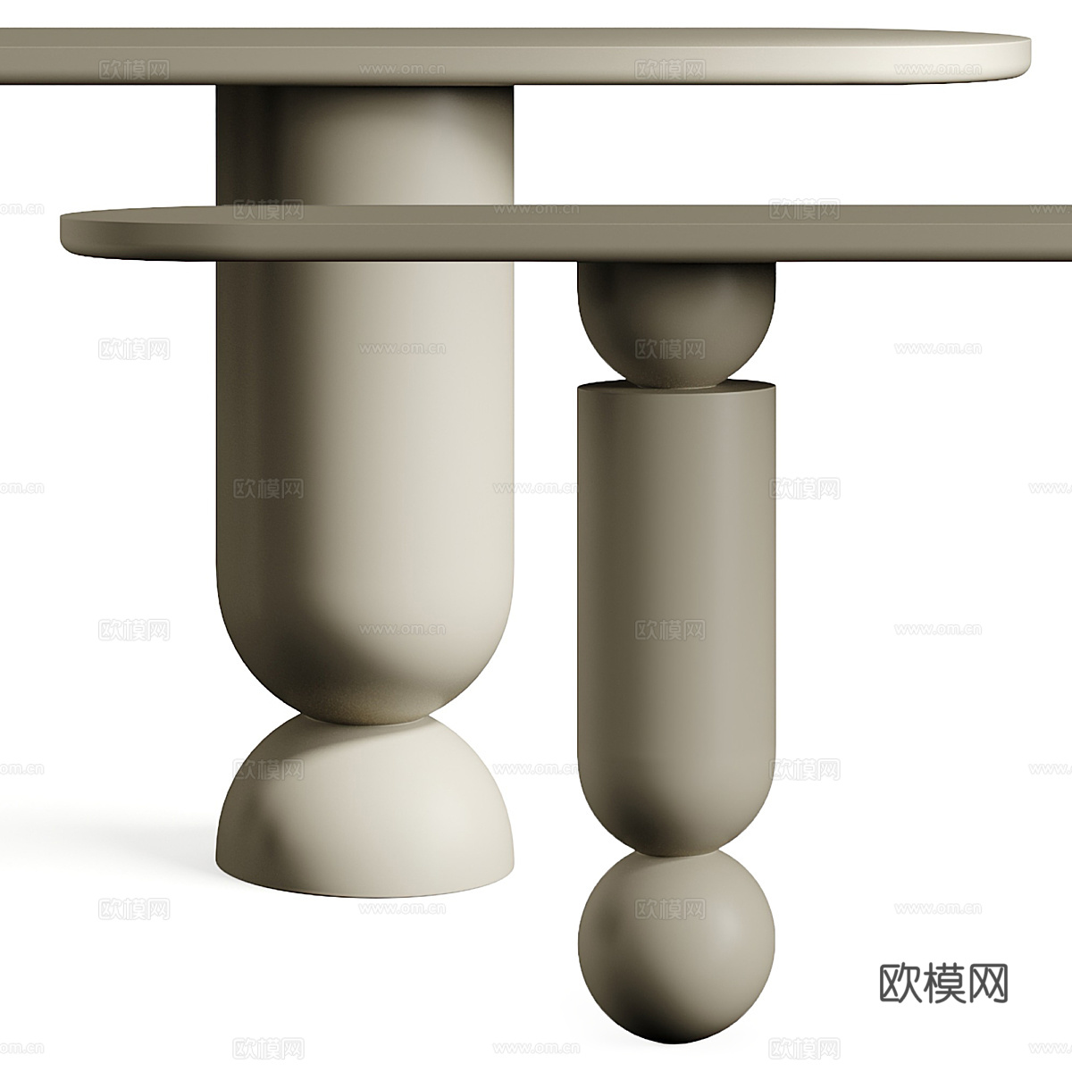 现代奶油风端景台3d模型