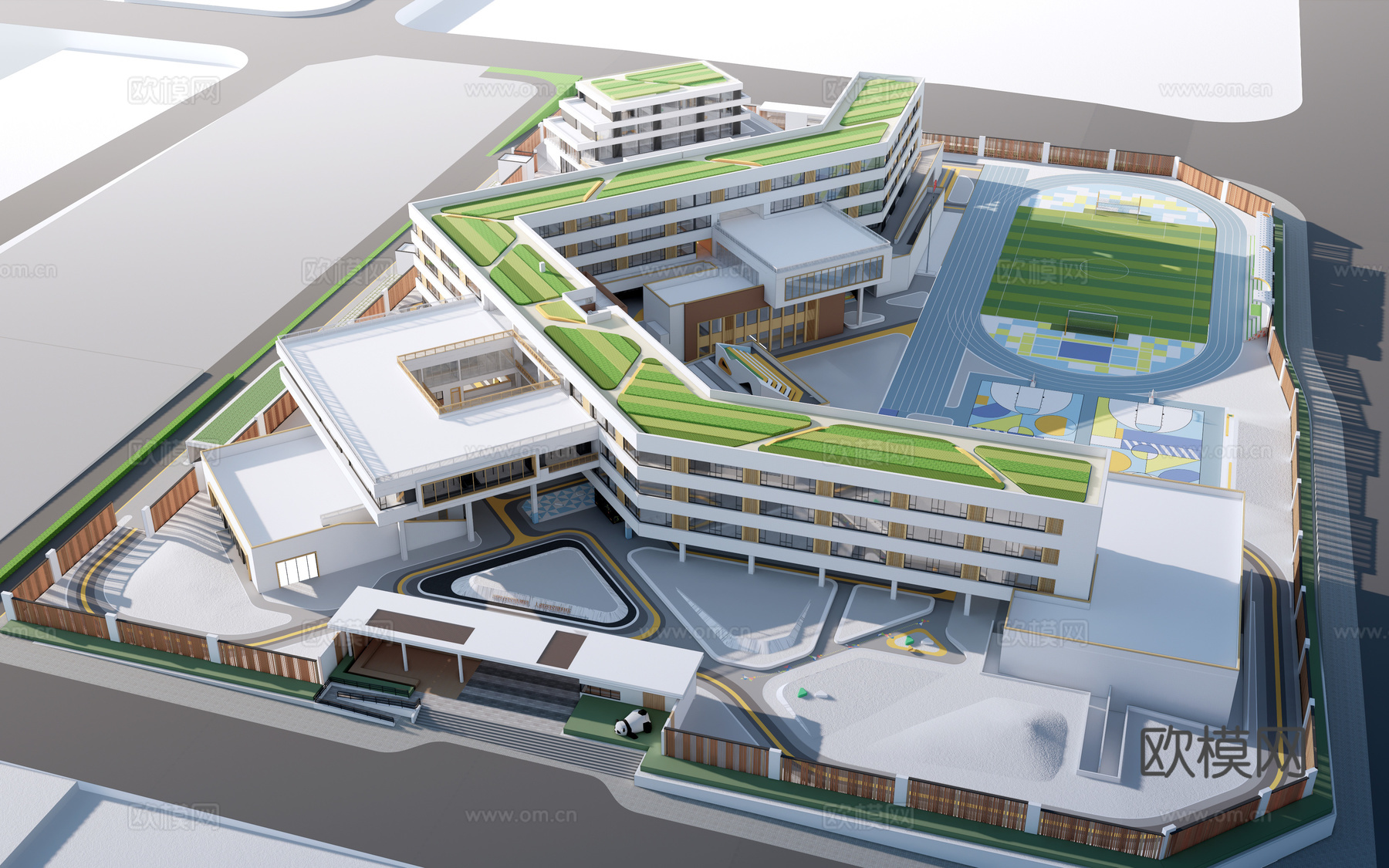 现代学校建筑 教学楼建筑 中小学建筑 行政楼 办公楼su模型