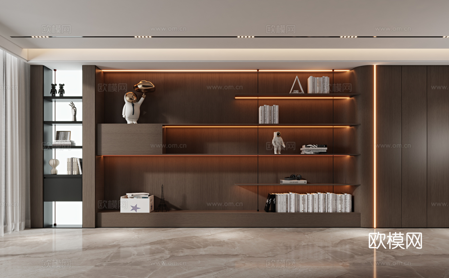 现代书柜 现代装饰柜3d模型下载