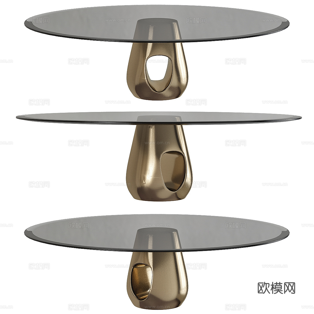 现代轻奢极简玻璃茶几3d模型